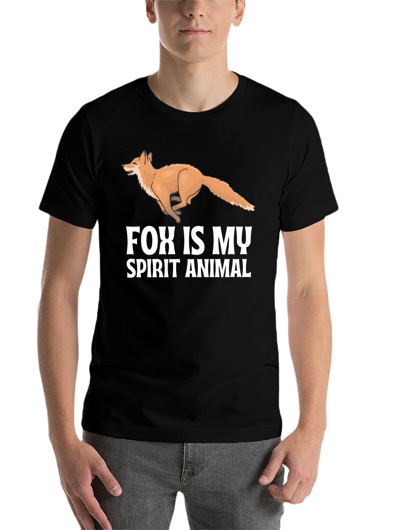 Black Fox Spirit Animal Black T-Shirt view 7