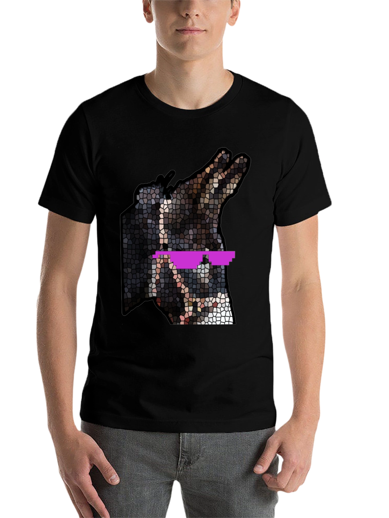 Black Cool Dog Mosaic T-Shirt view 7