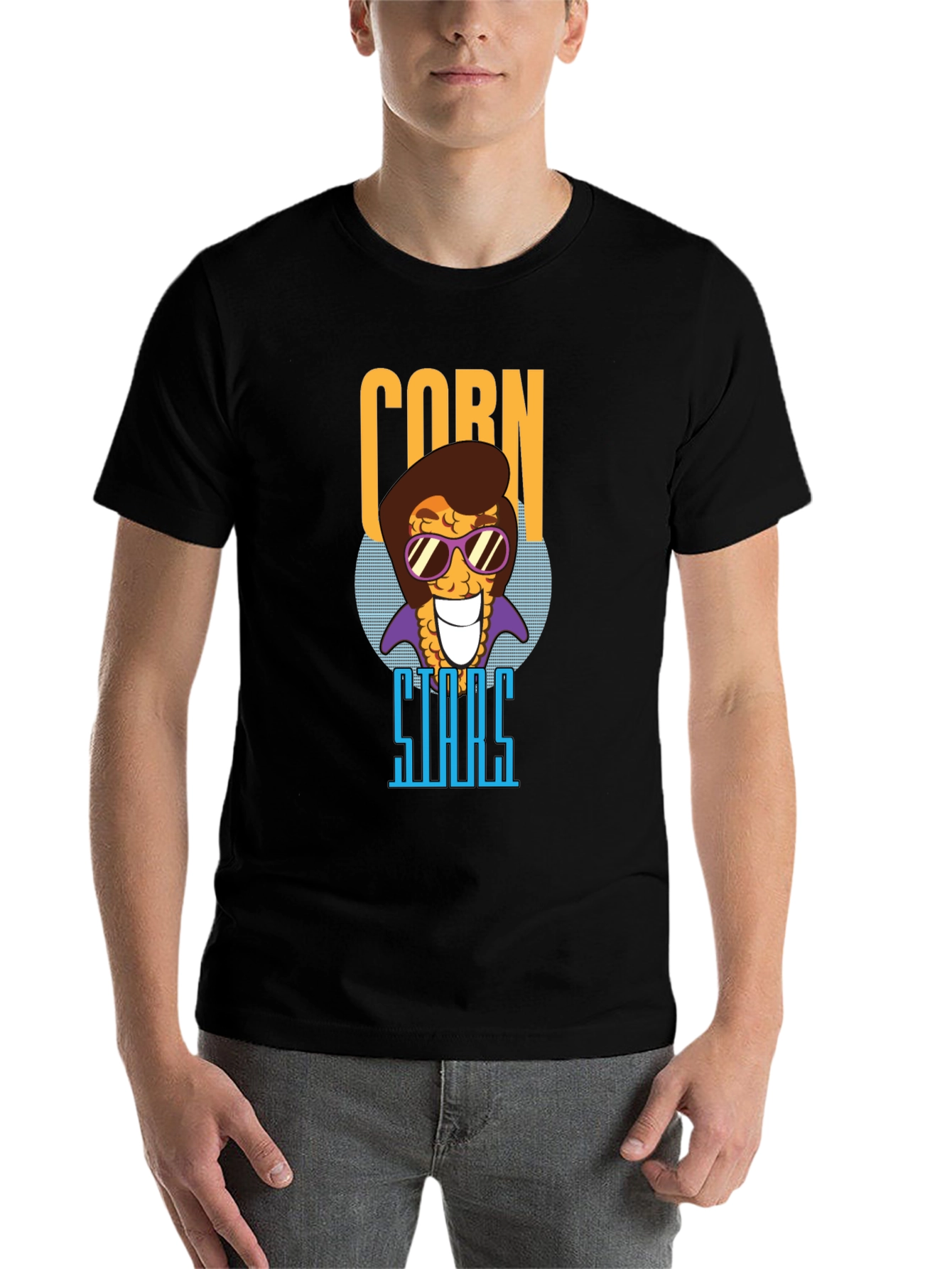 Black Corn Stars Graphic T-Shirt - Funny Foodie Tee view 7