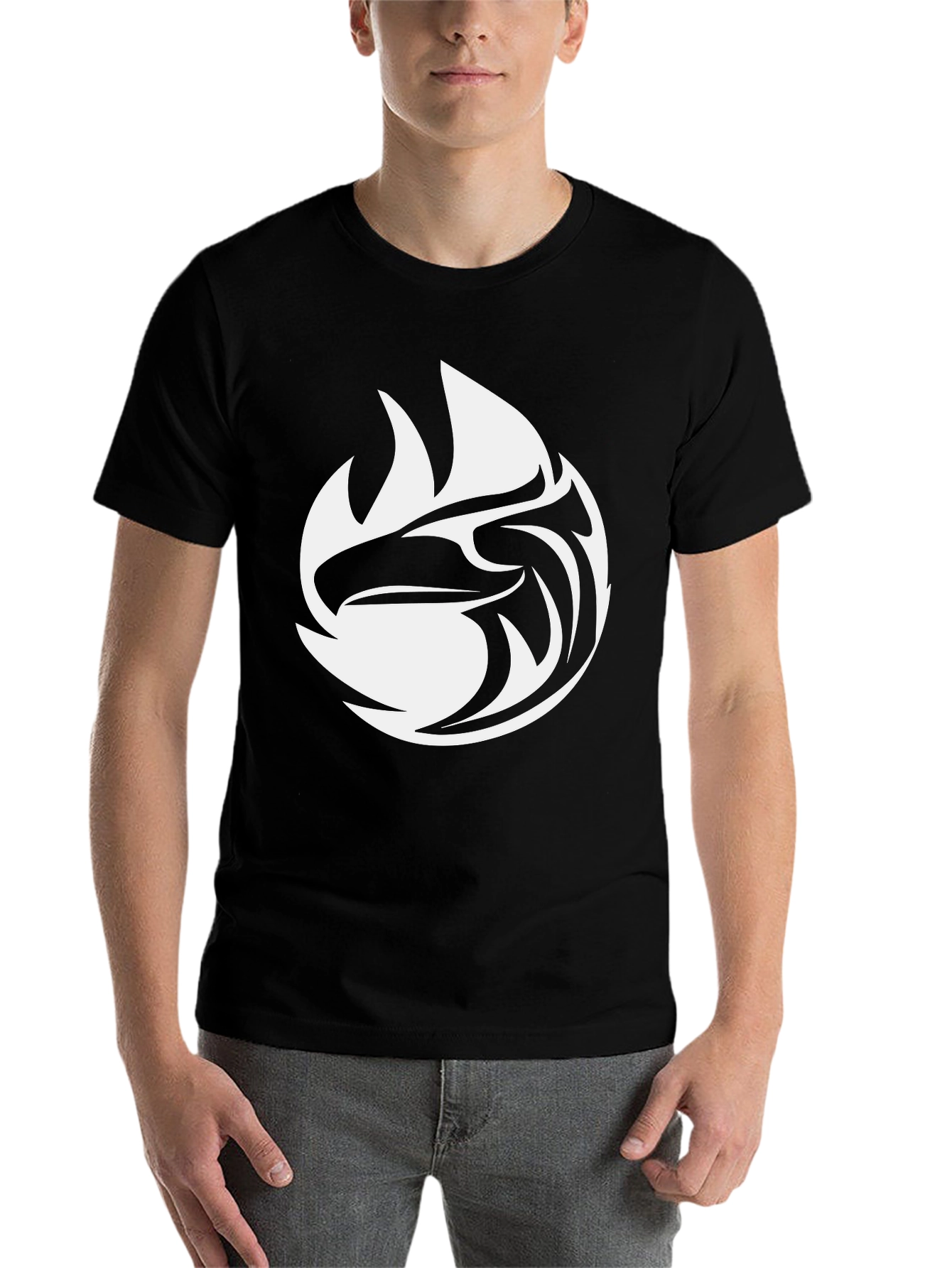 Black Black Tee with White Eagle Graphic view 7
