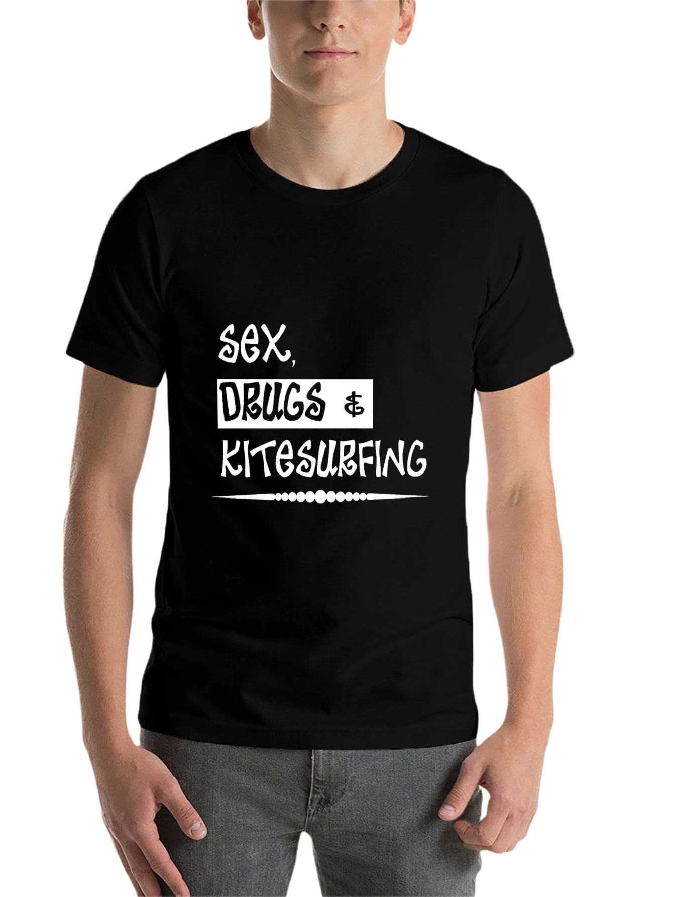 Black Sex Drugs Kitesurfing Graphic T-Shirt view 7