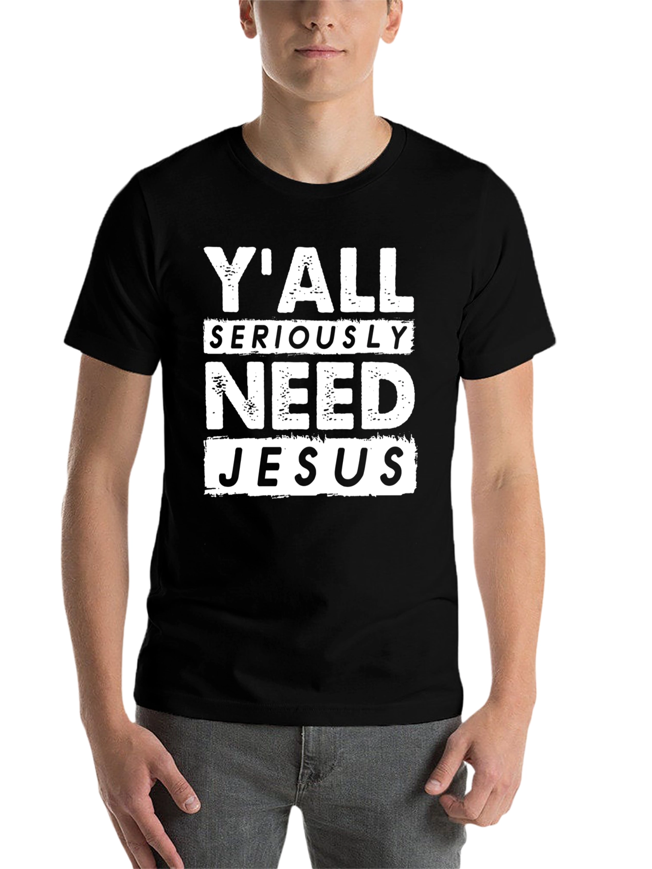 Black Y'all Seriously Need Jesus Graphic T-Shirt view 7