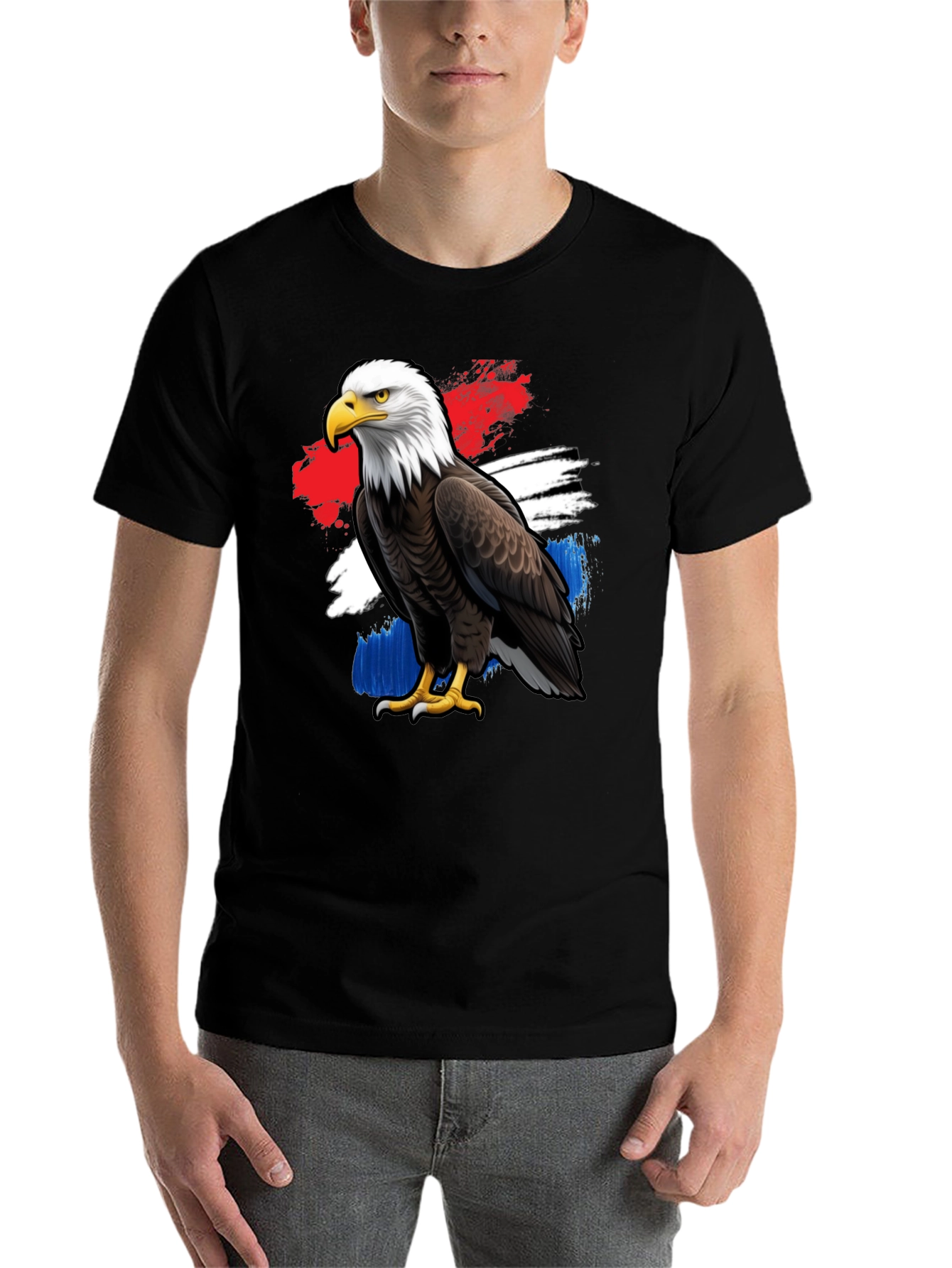 Black Patriotic Eagle Graphic Tee - Black Crew Neck T-Shirt view 7