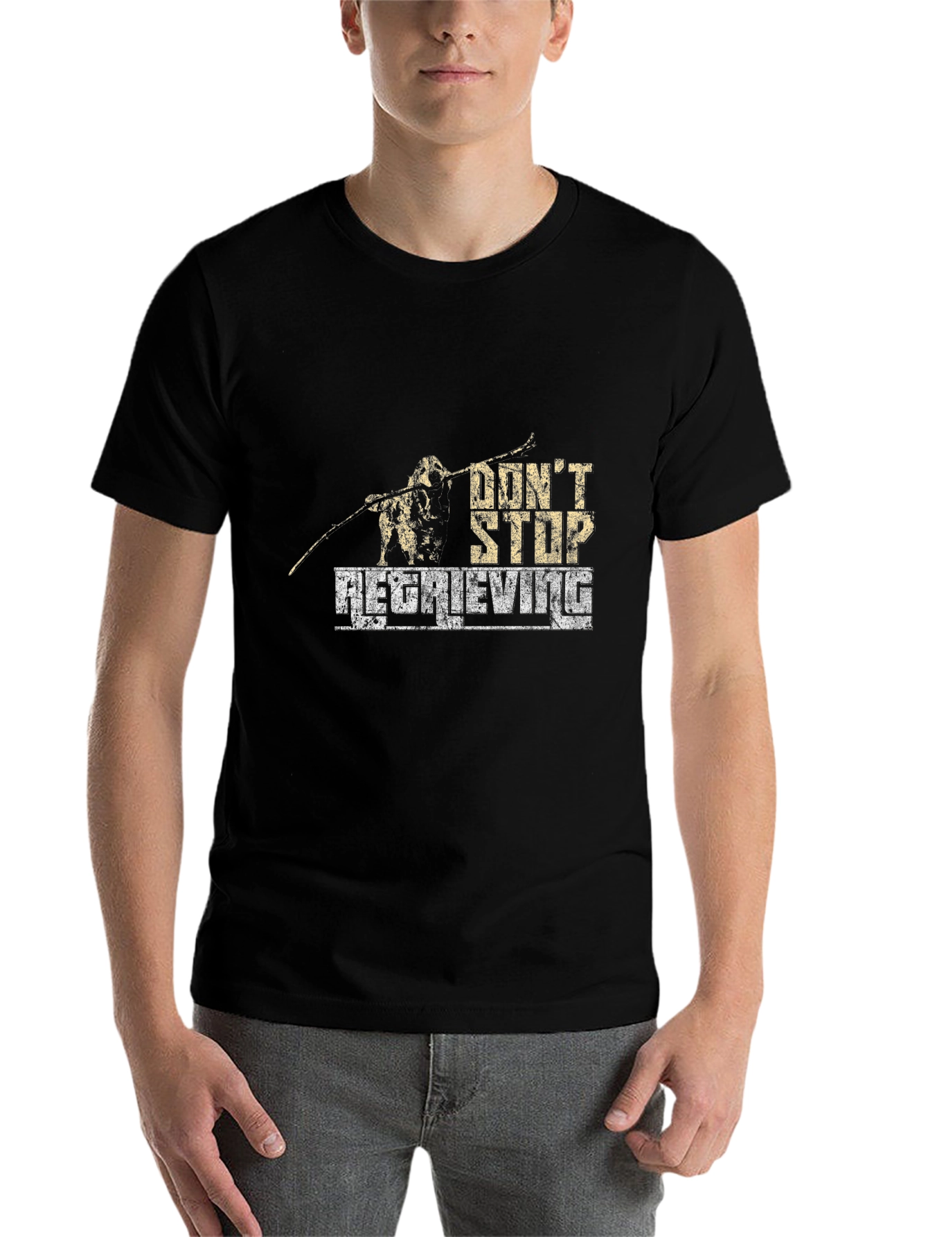 Black Don't Stop Retrieving Men's Black Graphic T-Shirt view 7