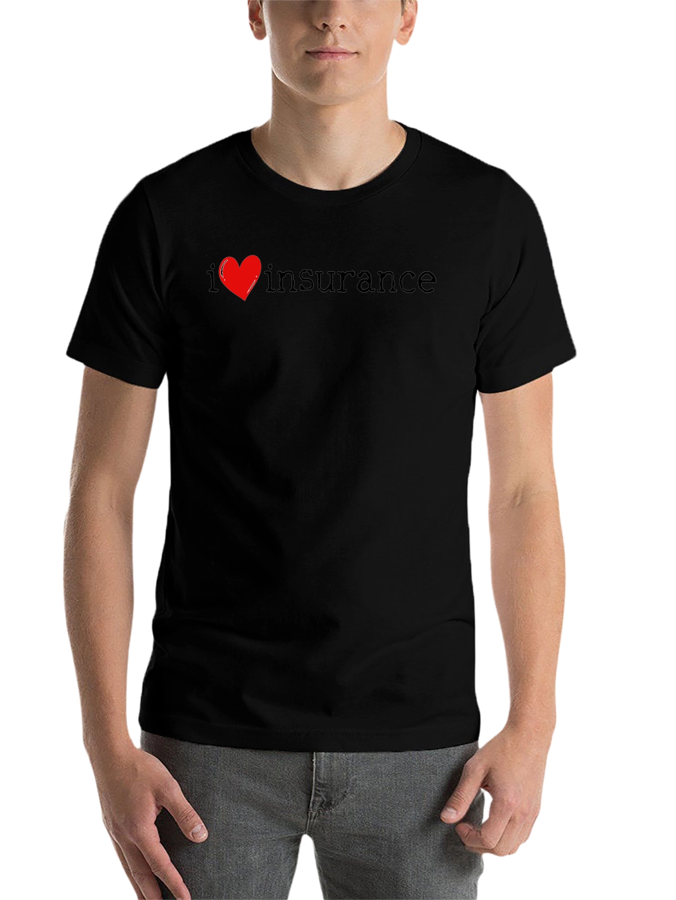 Black I Love Insurance T-Shirt Black Cotton view 7