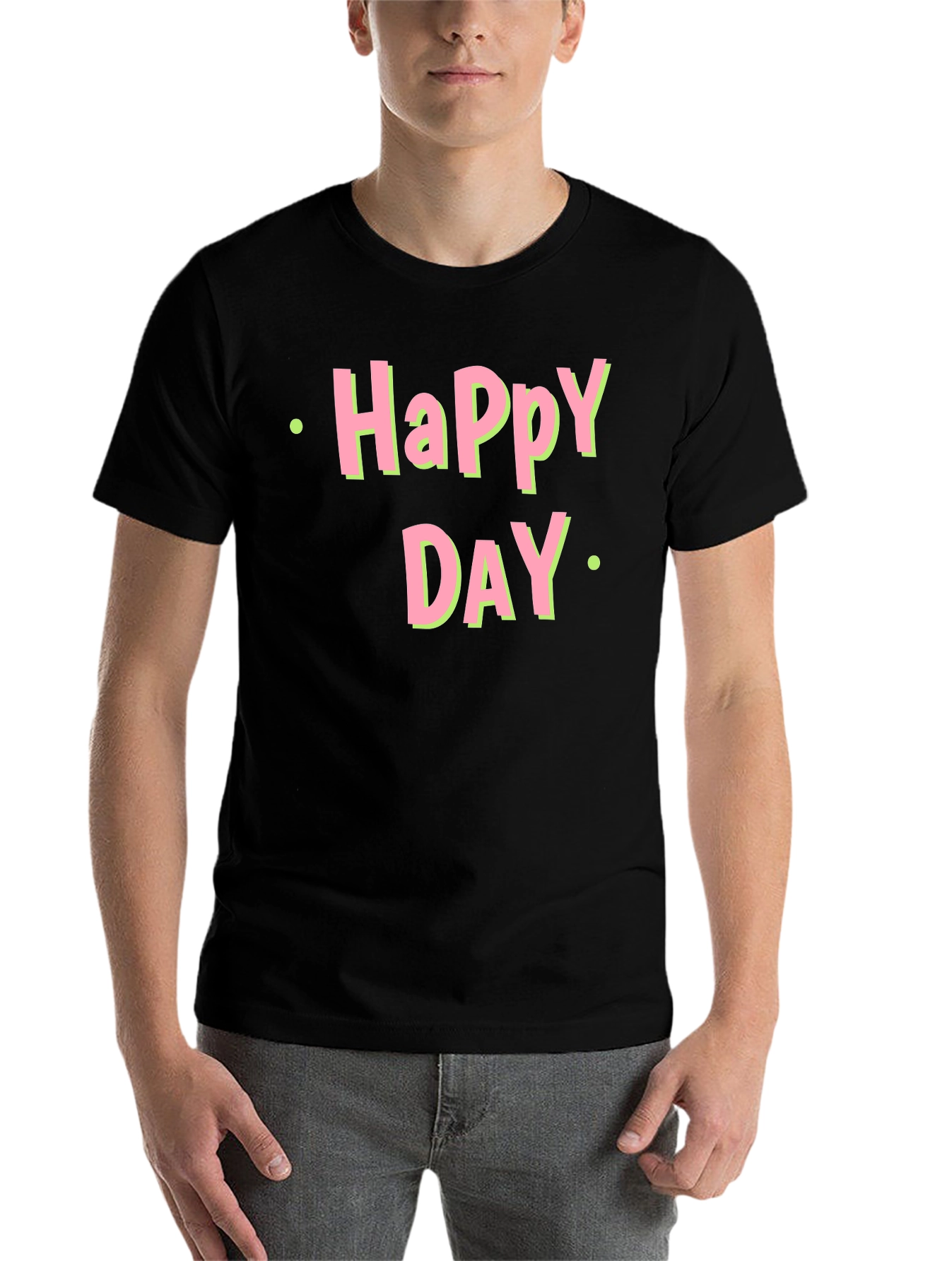 Black Happy Day Graphic T-Shirt - Soft Cotton Tee view 7