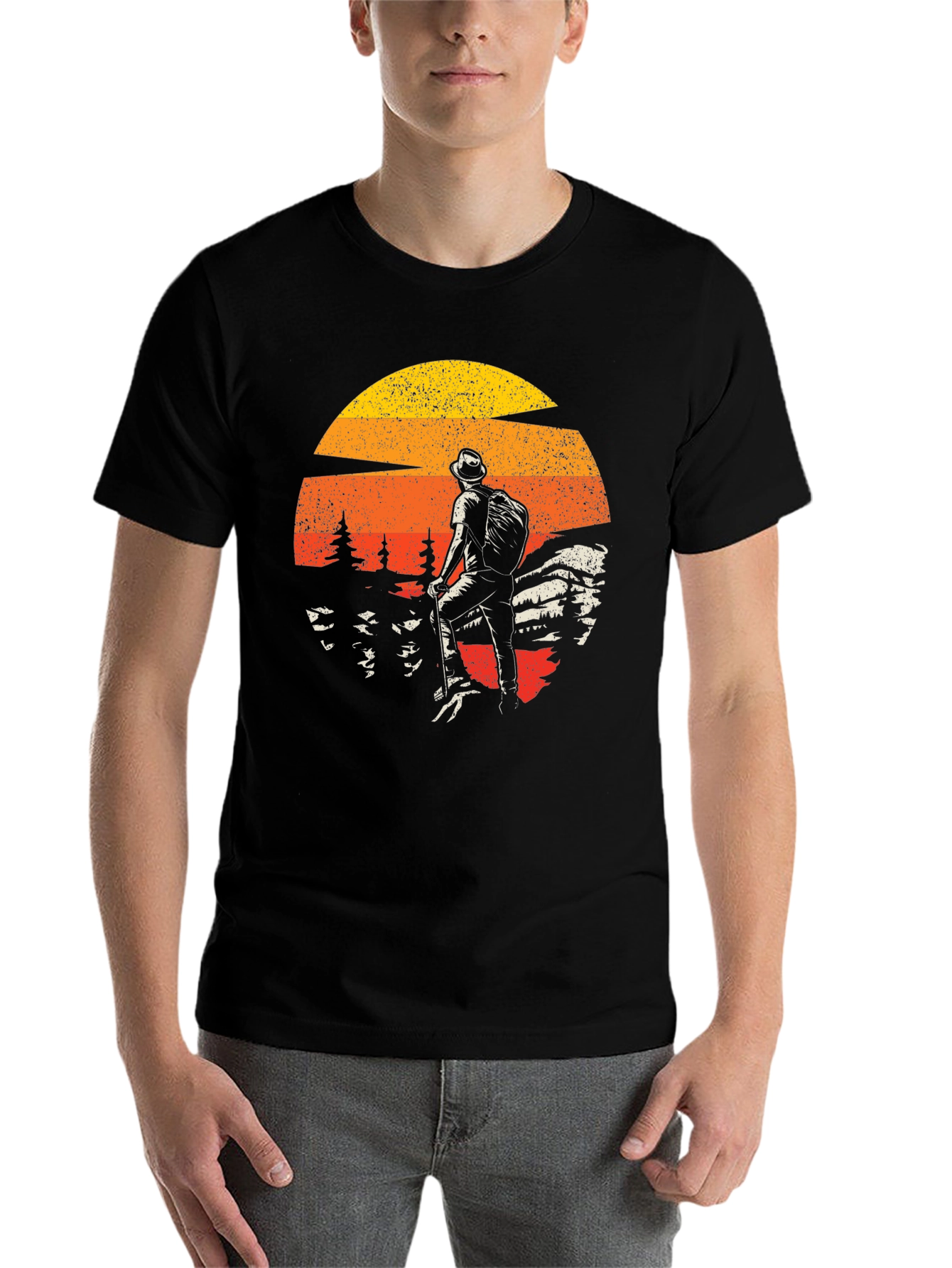 Black Retro Hiker Graphic Tee - Adventure Awaits view 7