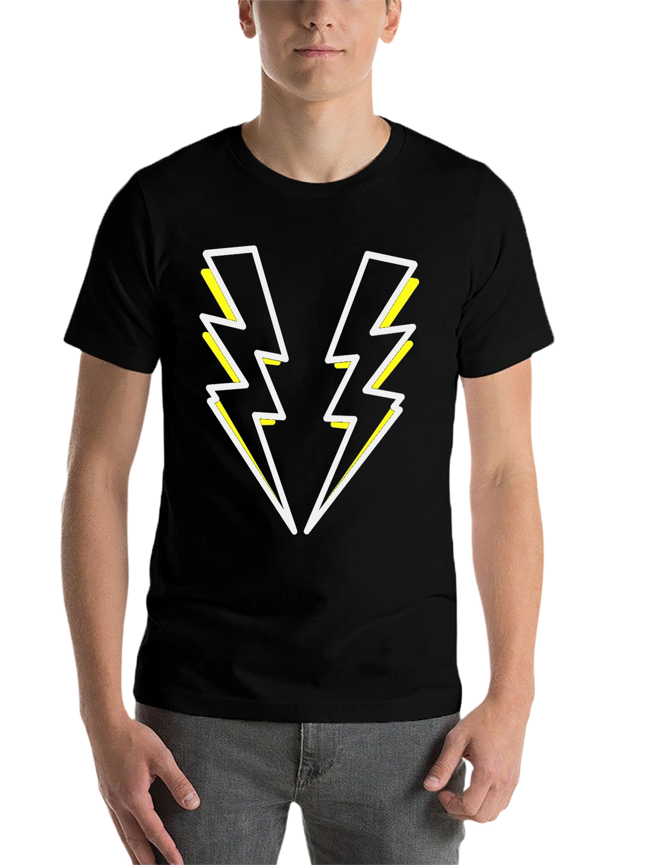 Black Electric Bolt Tee - Black Graphic T-Shirt view 7