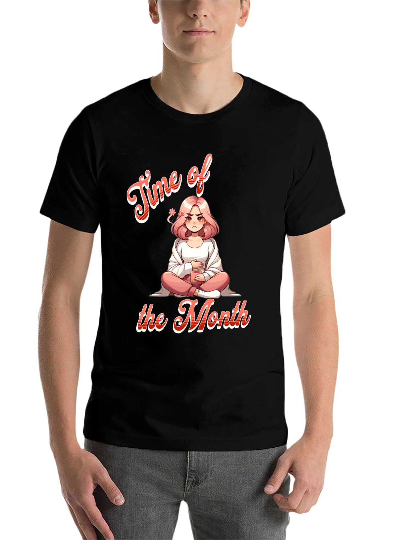 Black Time of the Month Graphic Tee - Funny Period Shirt view 7