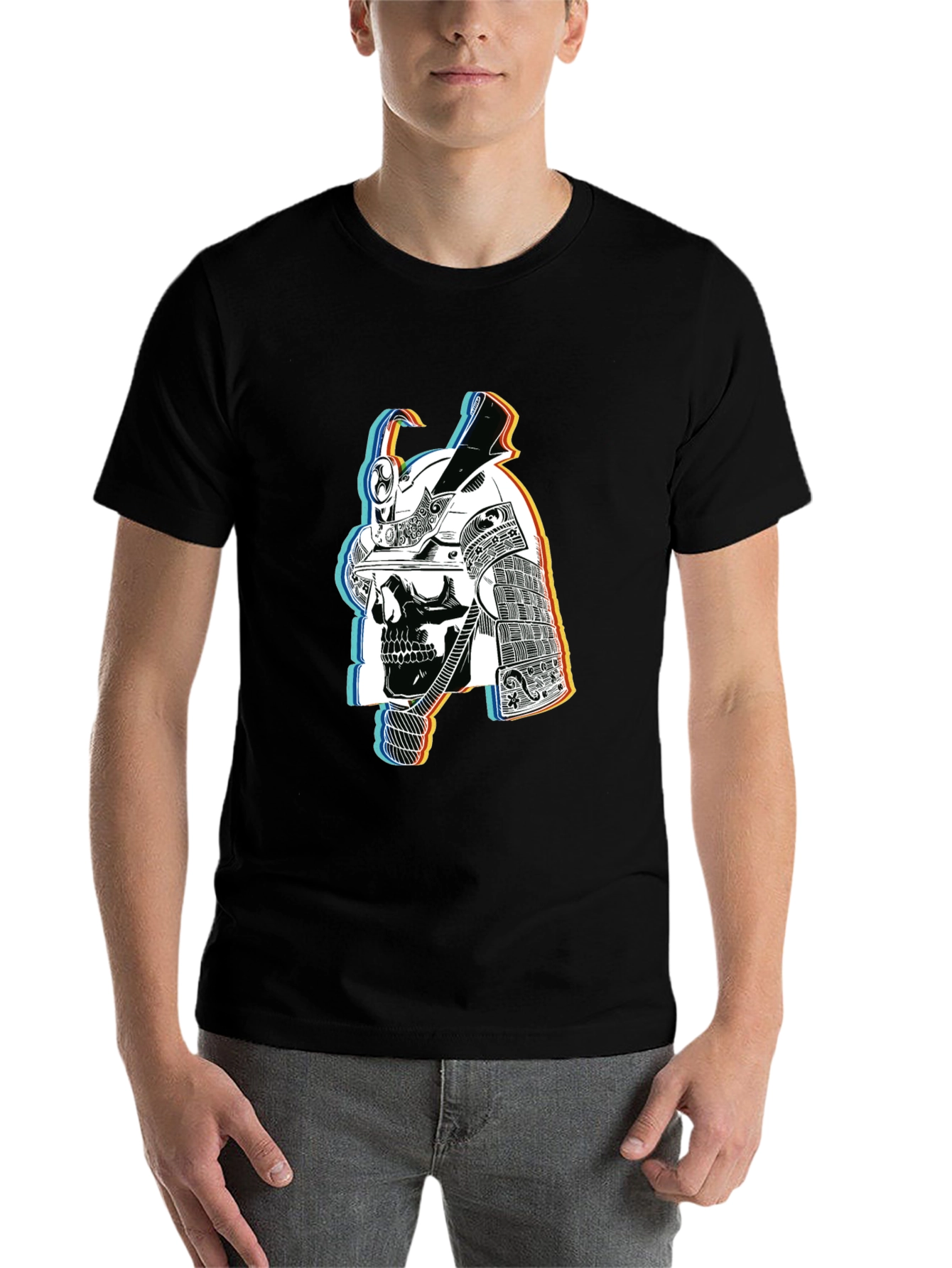 Black Samurai Skull Graphic Tee view 7