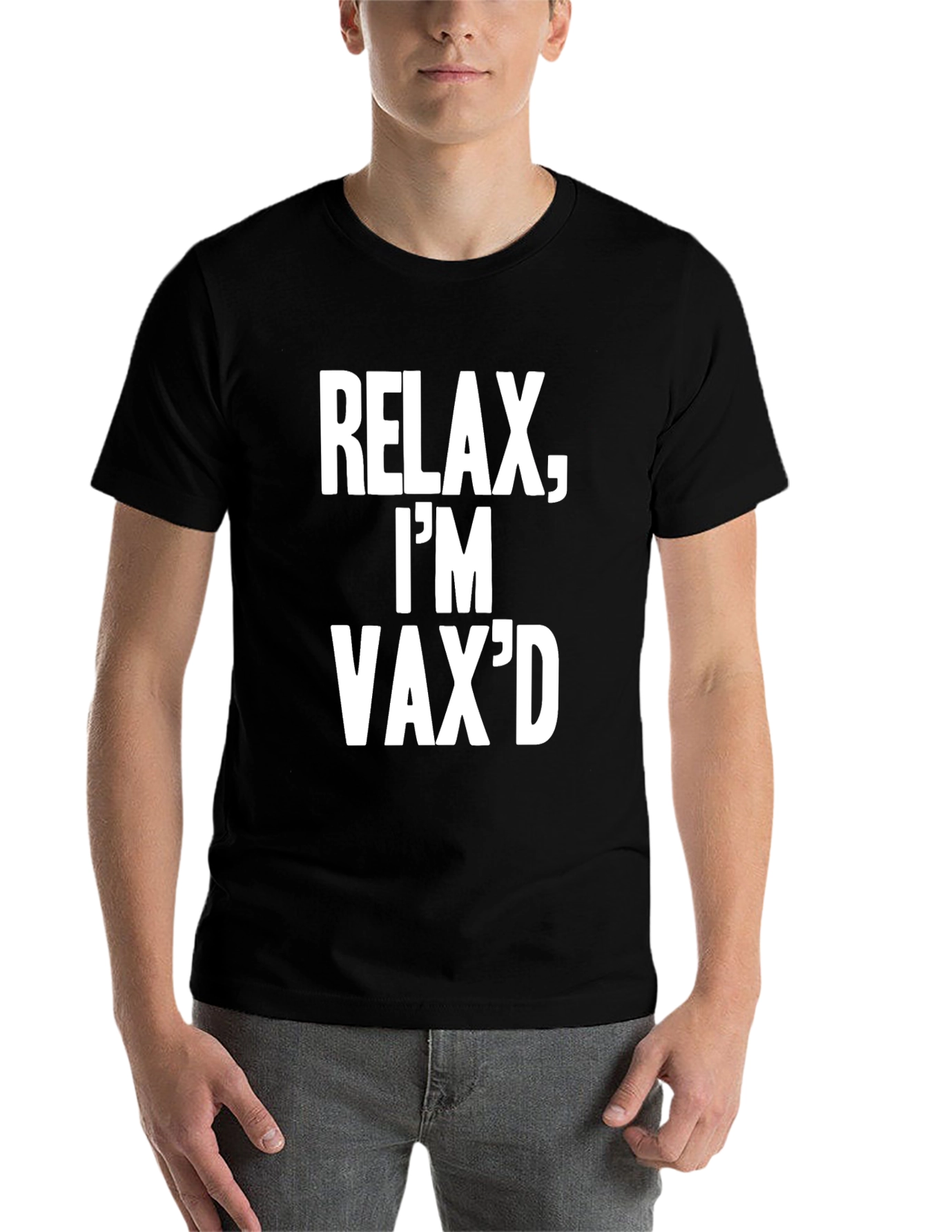 Black Relax, I'm Vax'd T-Shirt - Black Crew Neck Tee view 7