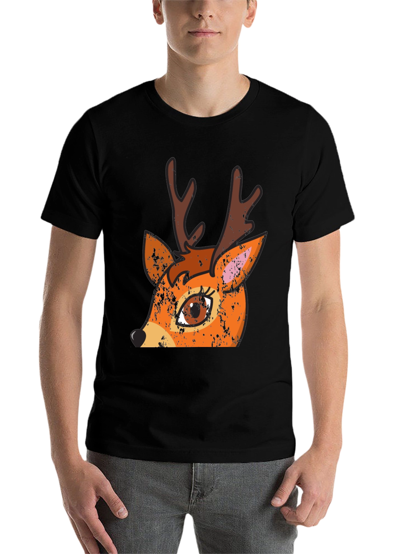 Black Deer Graphic T-Shirt - Unisex Black Tee view 7