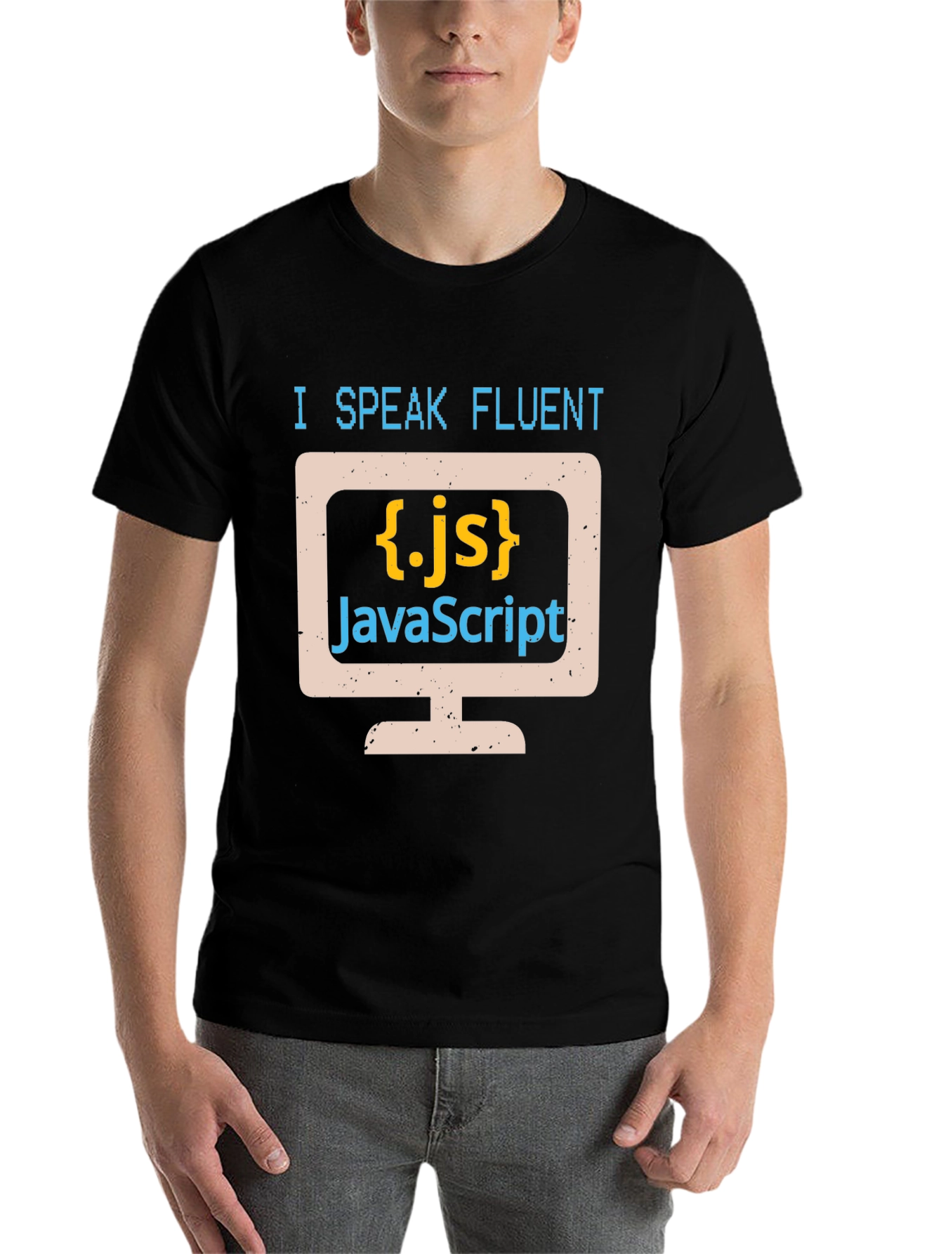 Black I Speak Fluent JavaScript Programmer T-Shirt view 7