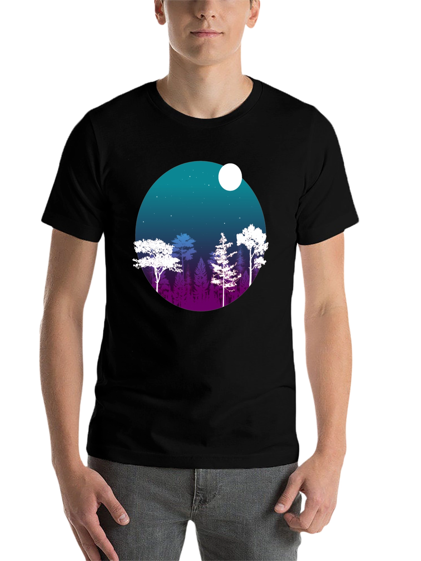 Black Night Forest Graphic Tee view 7