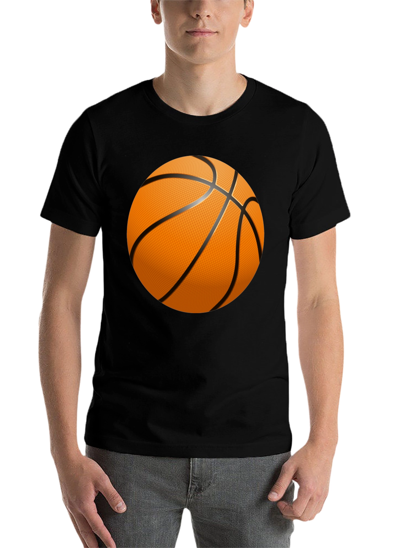 Black Basketball Graphic T-Shirt - Black Cotton Tee view 7
