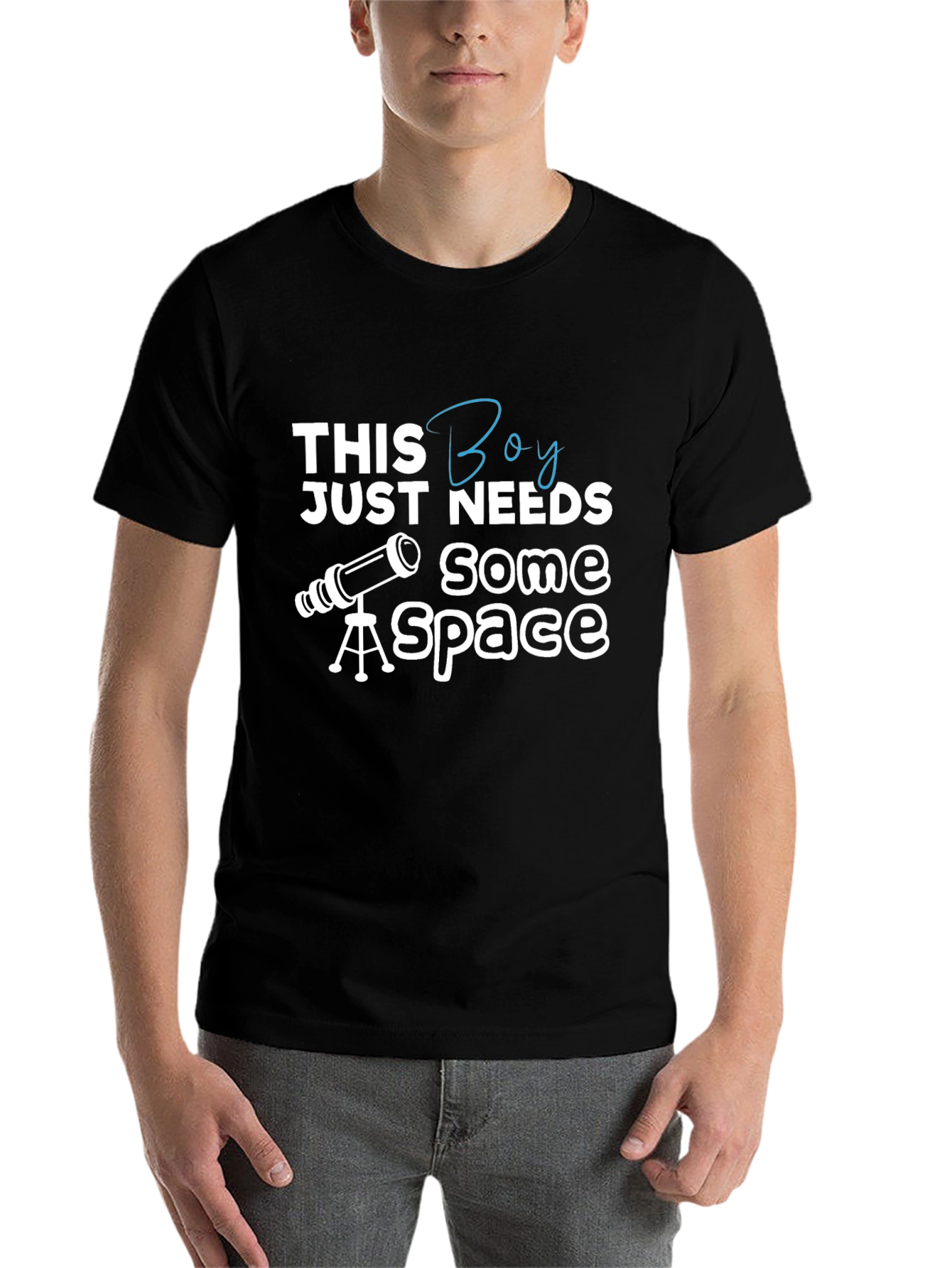 Black Space Lover T-Shirt - "This Boy Needs Some Space" view 7