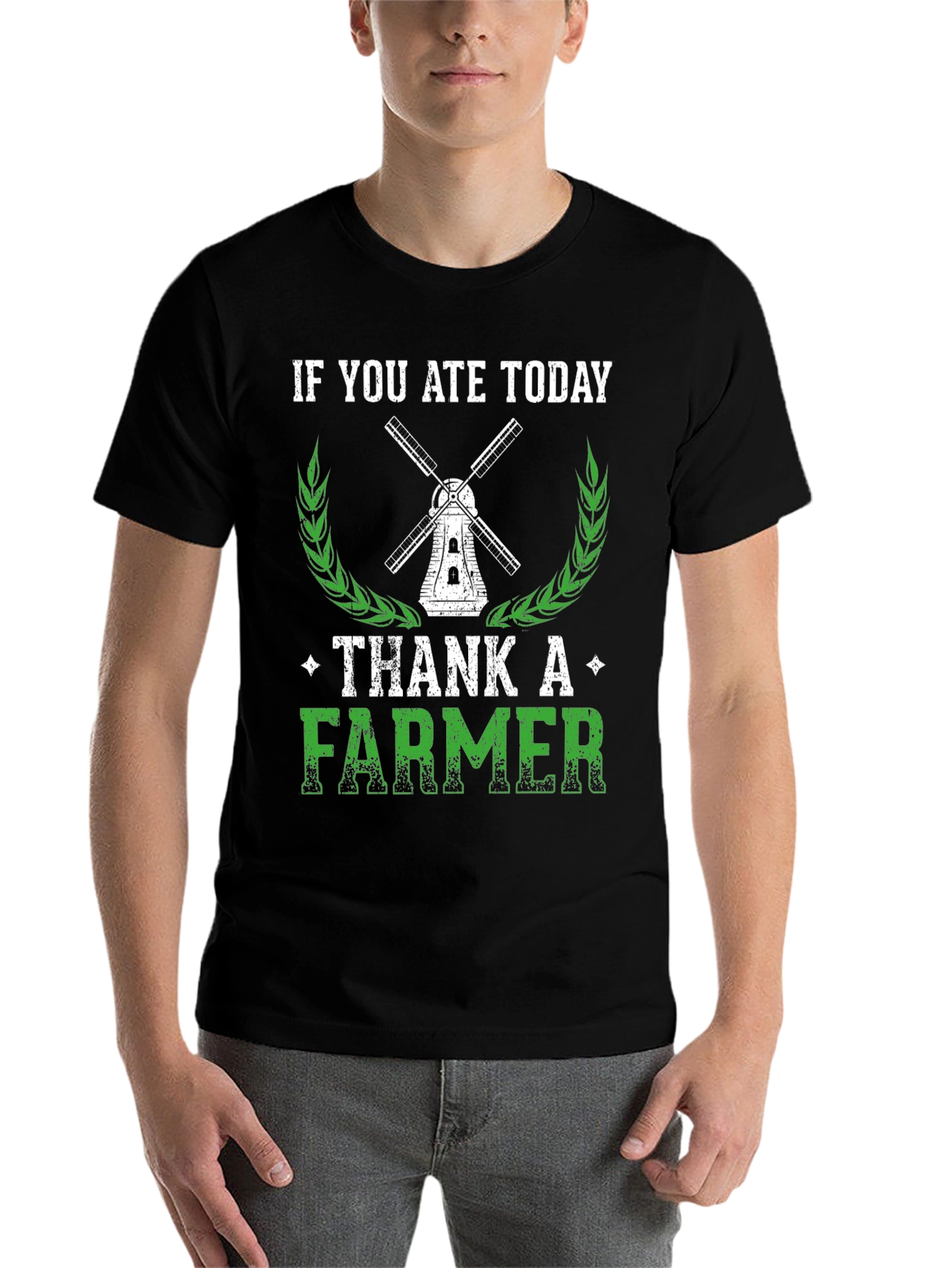 Black Thank A Farmer Graphic Tee - Soft Cotton Black T-Shirt view 7