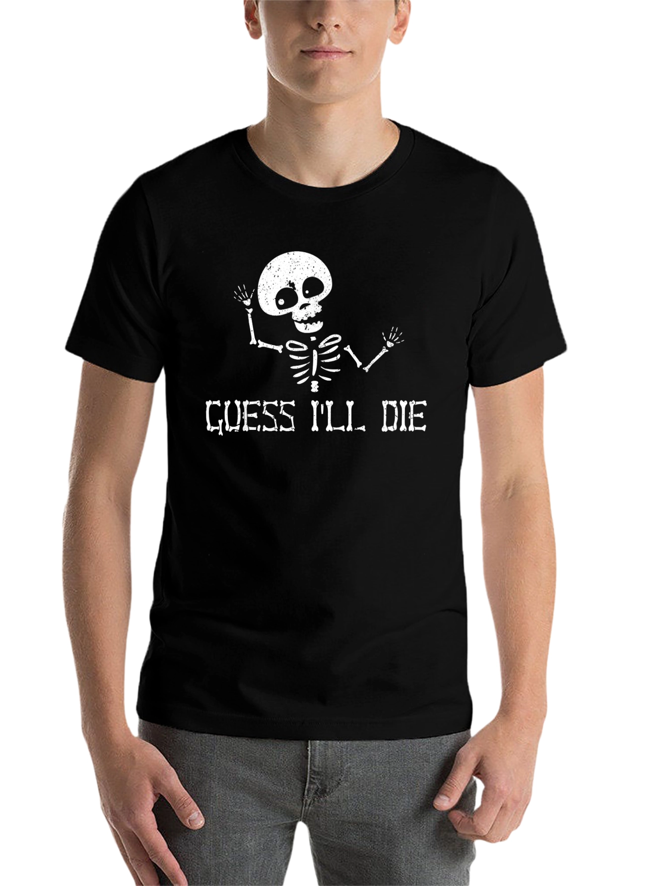 Black Guess I'll Die Skeleton Graphic T-Shirt - Black view 7