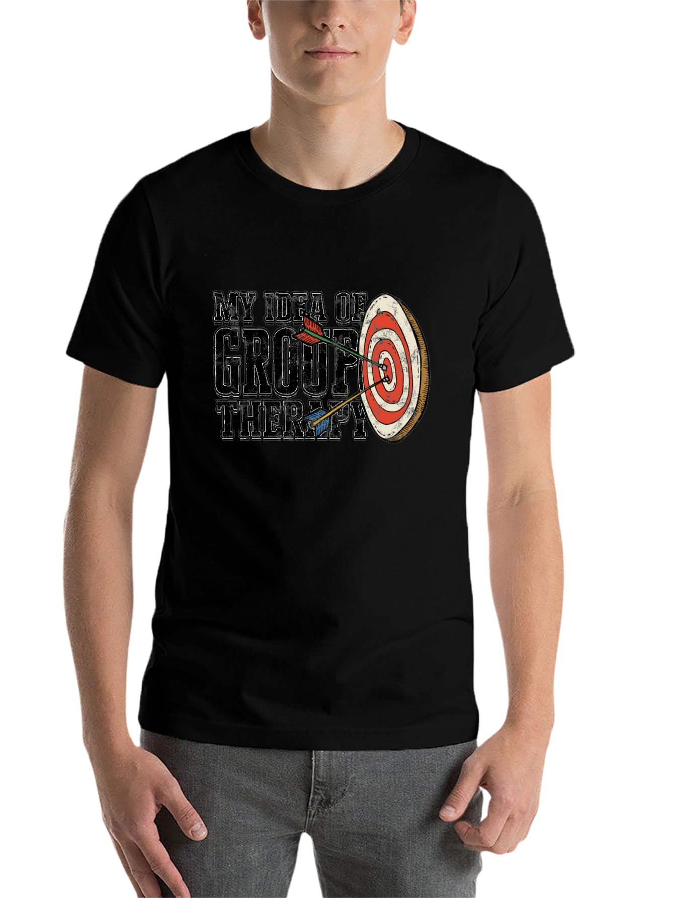 Black My Idea of Group Therapy T-Shirt Funny Archery view 7