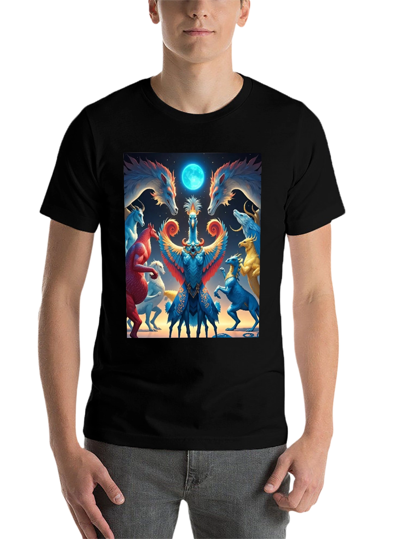 Black Mystical Creatures Graphic Tee - Unique Design view 7