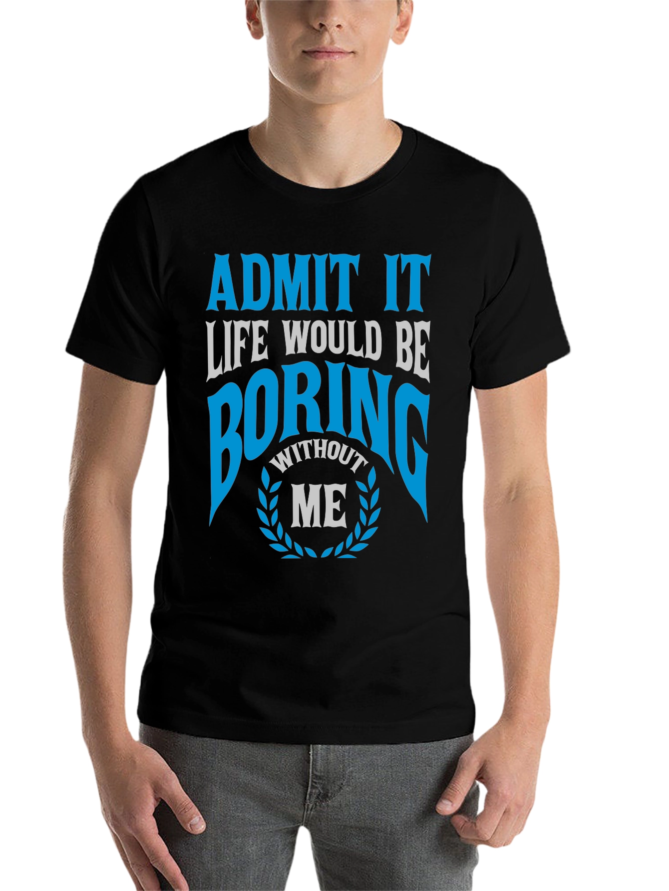 Black Boring Without Me Graphic T-Shirt view 7