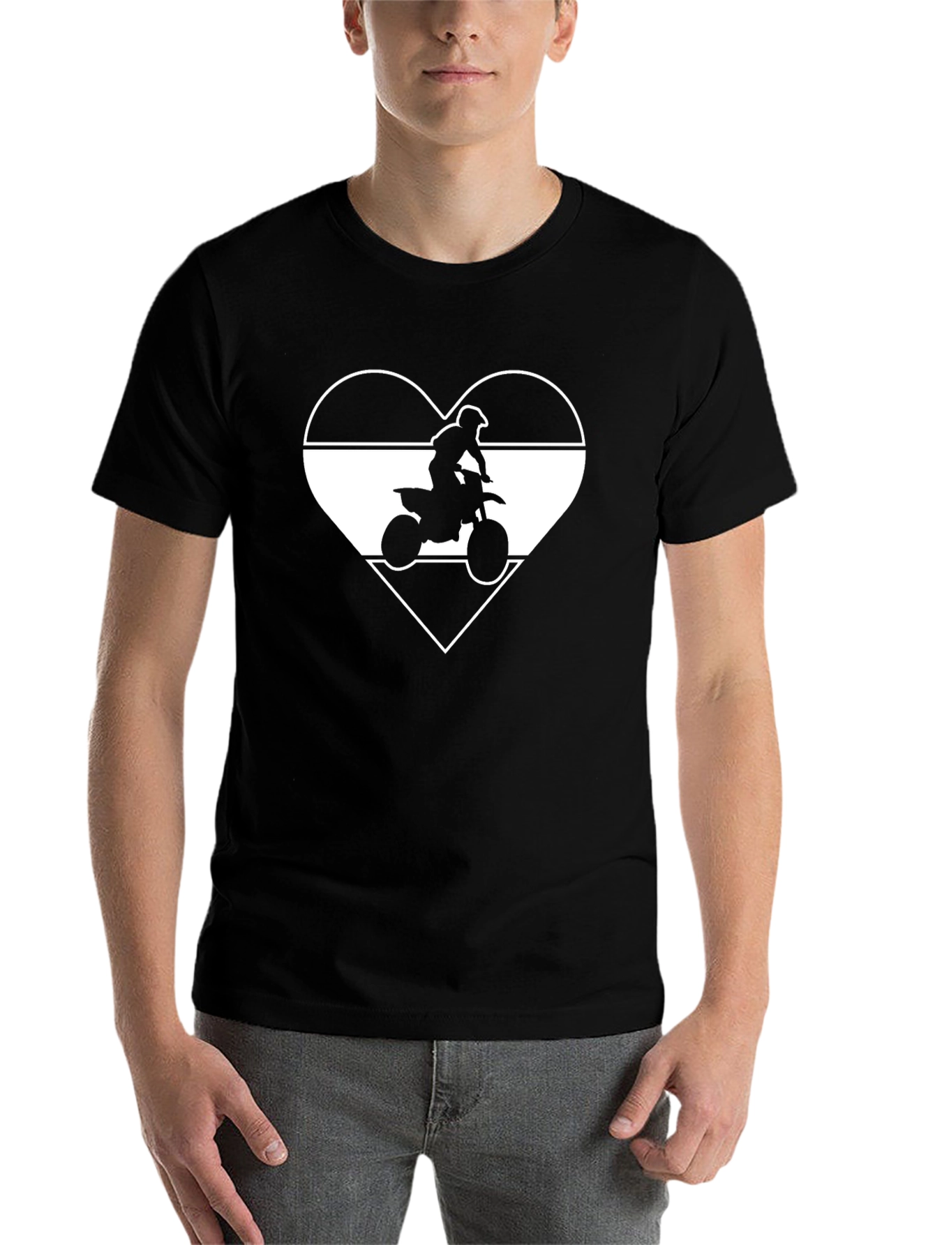 Black Dirt Bike Heart T-Shirt - MotoCross Rider Tee view 7