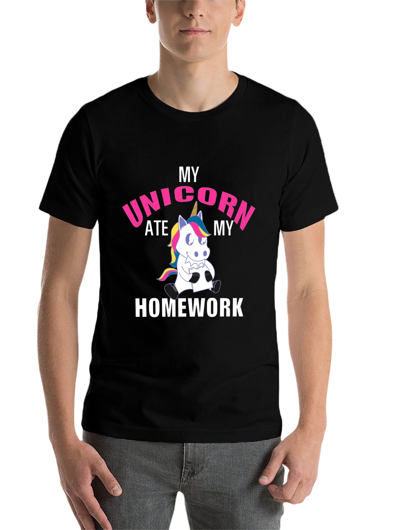 Black My Unicorn Ate My Homework T-Shirt view 7