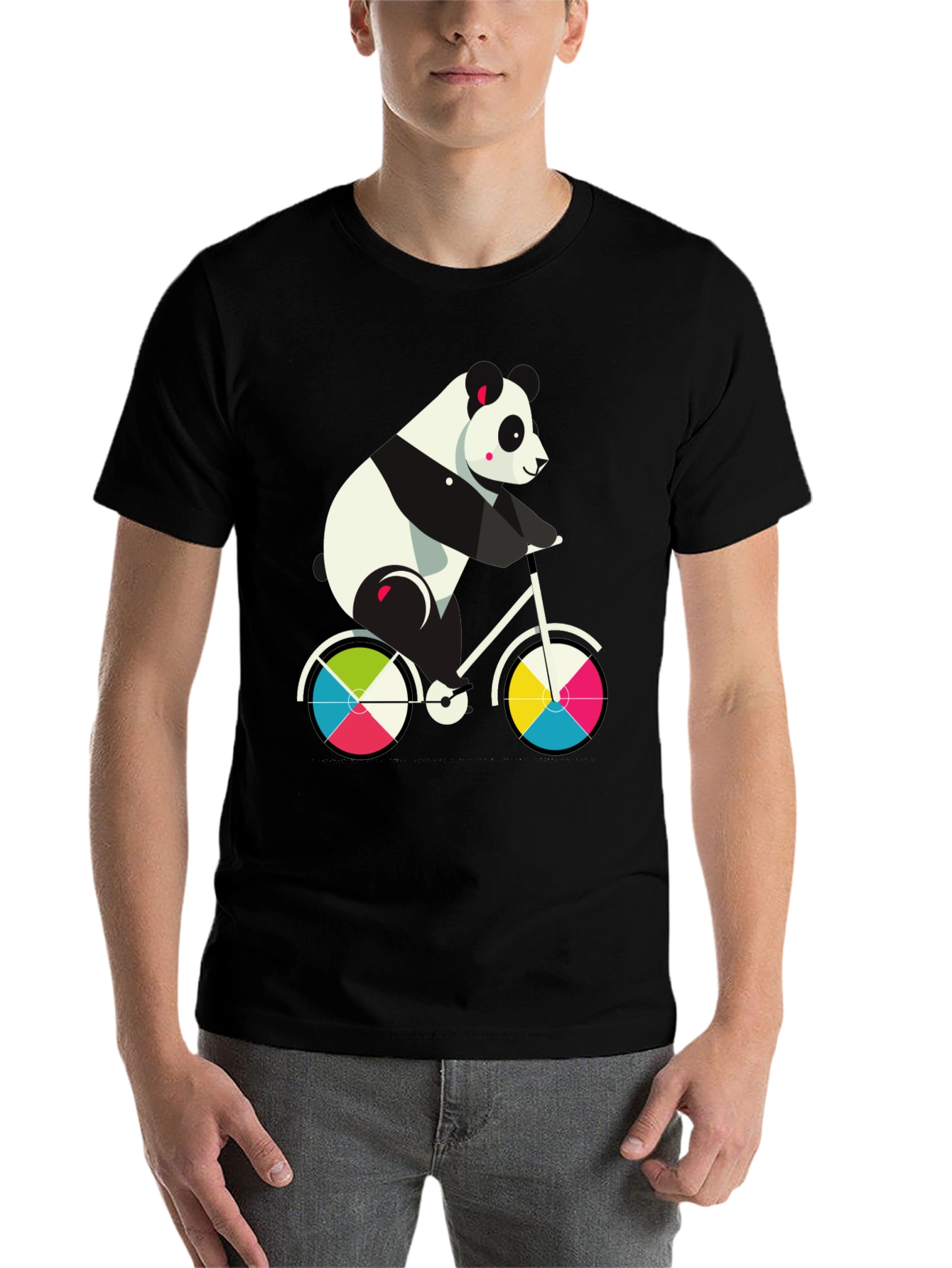 Black Panda on Bike Graphic Tee - Fun & Stylish Cotton T-Shirt view 7