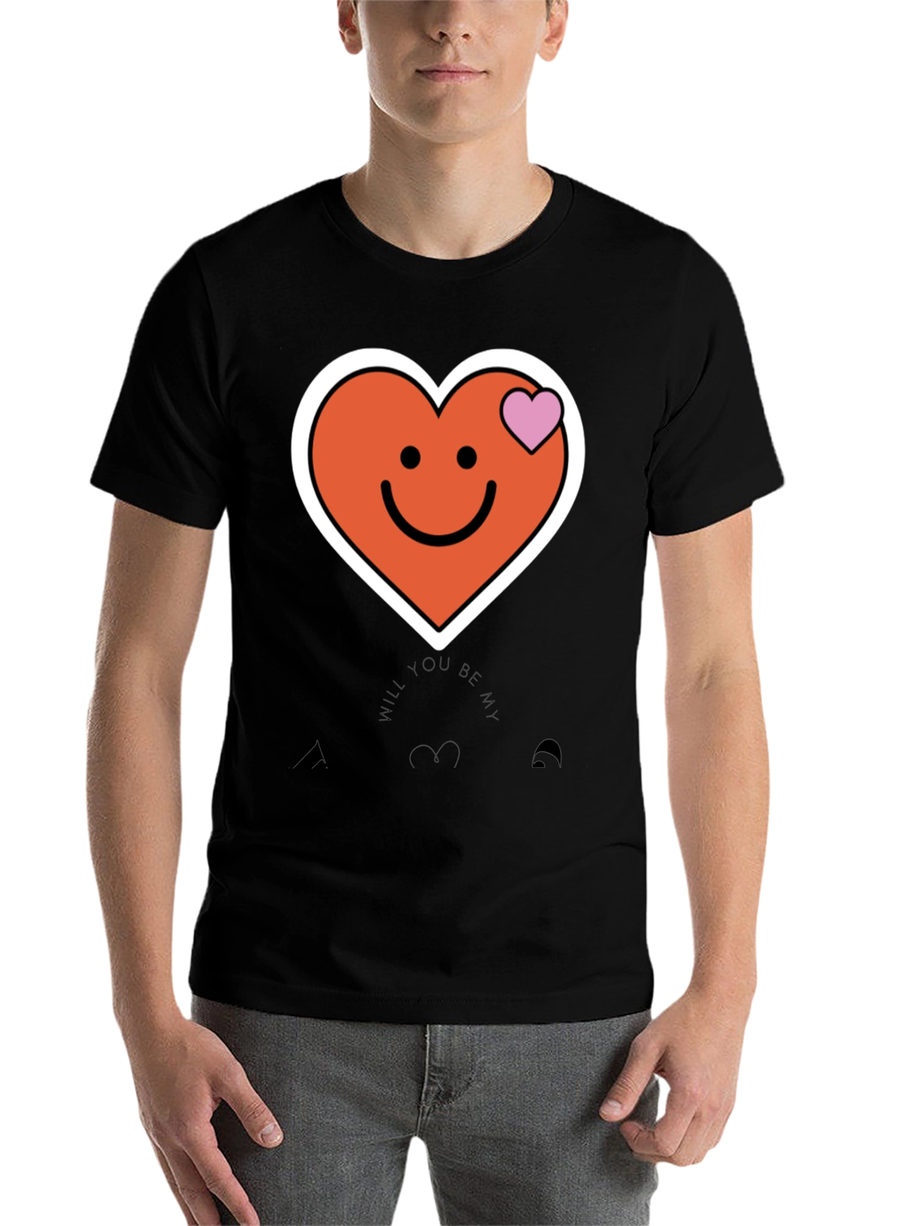 Black Heart Smiley Face Graphic Tee view 7