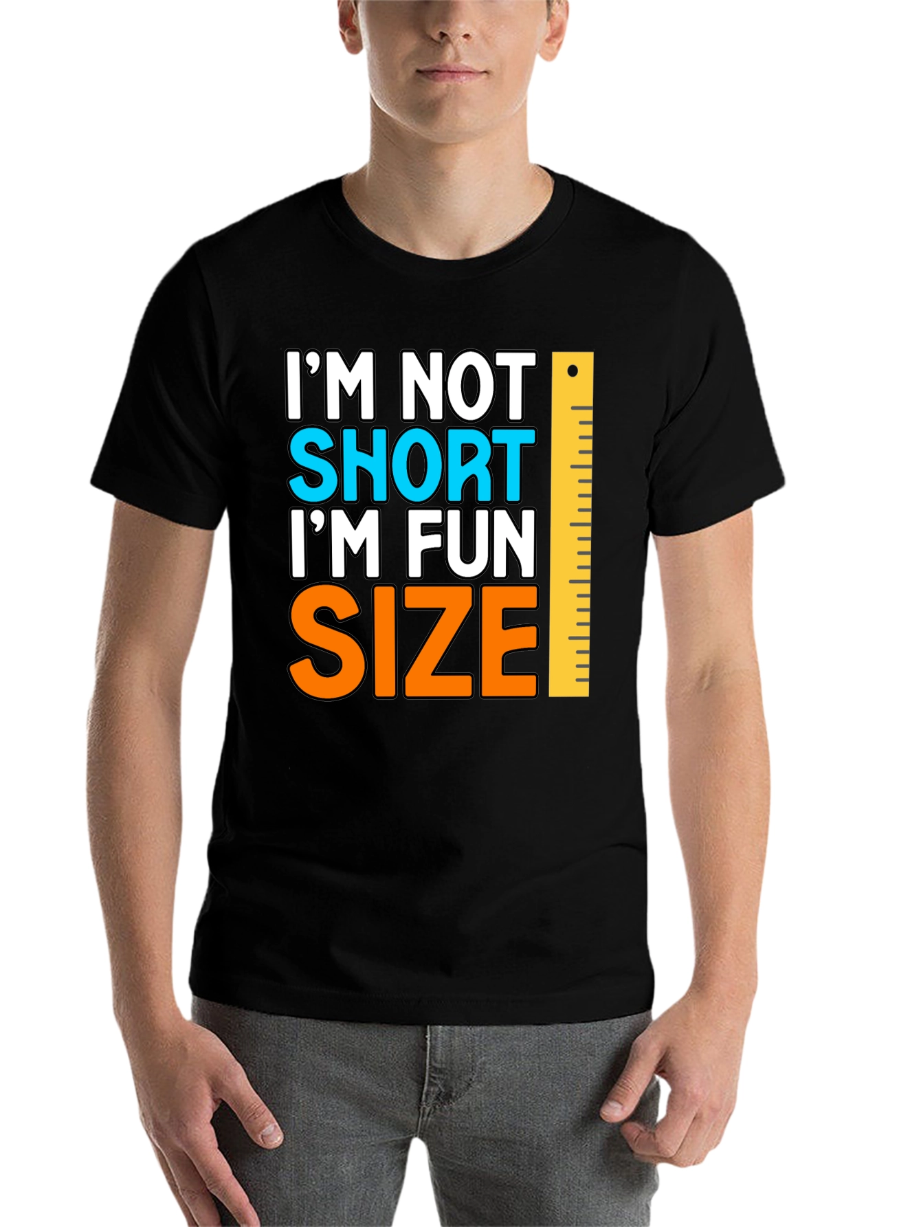 Black Fun Size T-Shirt - Humorous Short Joke view 7