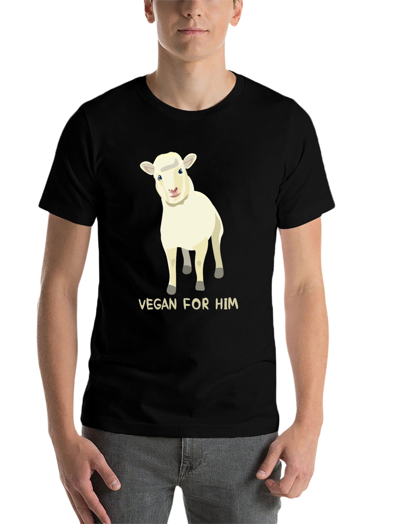 Black Vegan For Him Sheep Graphic Tee view 7