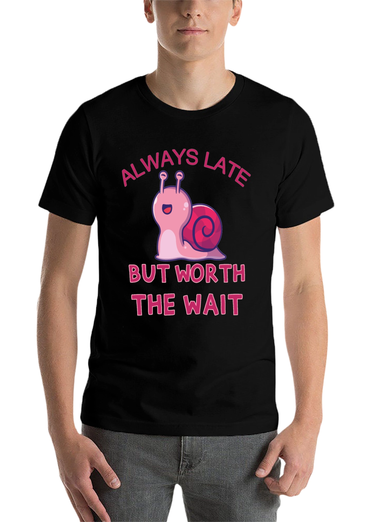 Black Always Late Snail Graphic Tee view 7