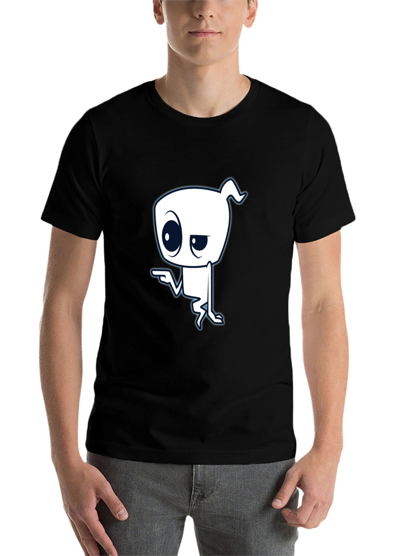 Black Cool Ghost Graphic Black T-Shirt view 7