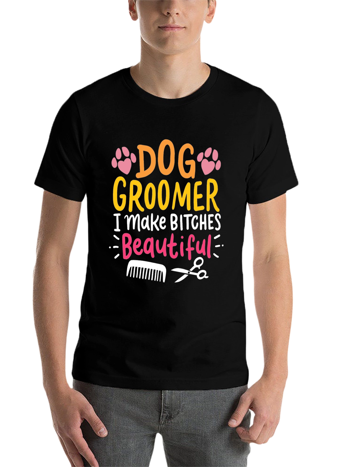 Black Dog Groomer Funny T-Shirt view 7