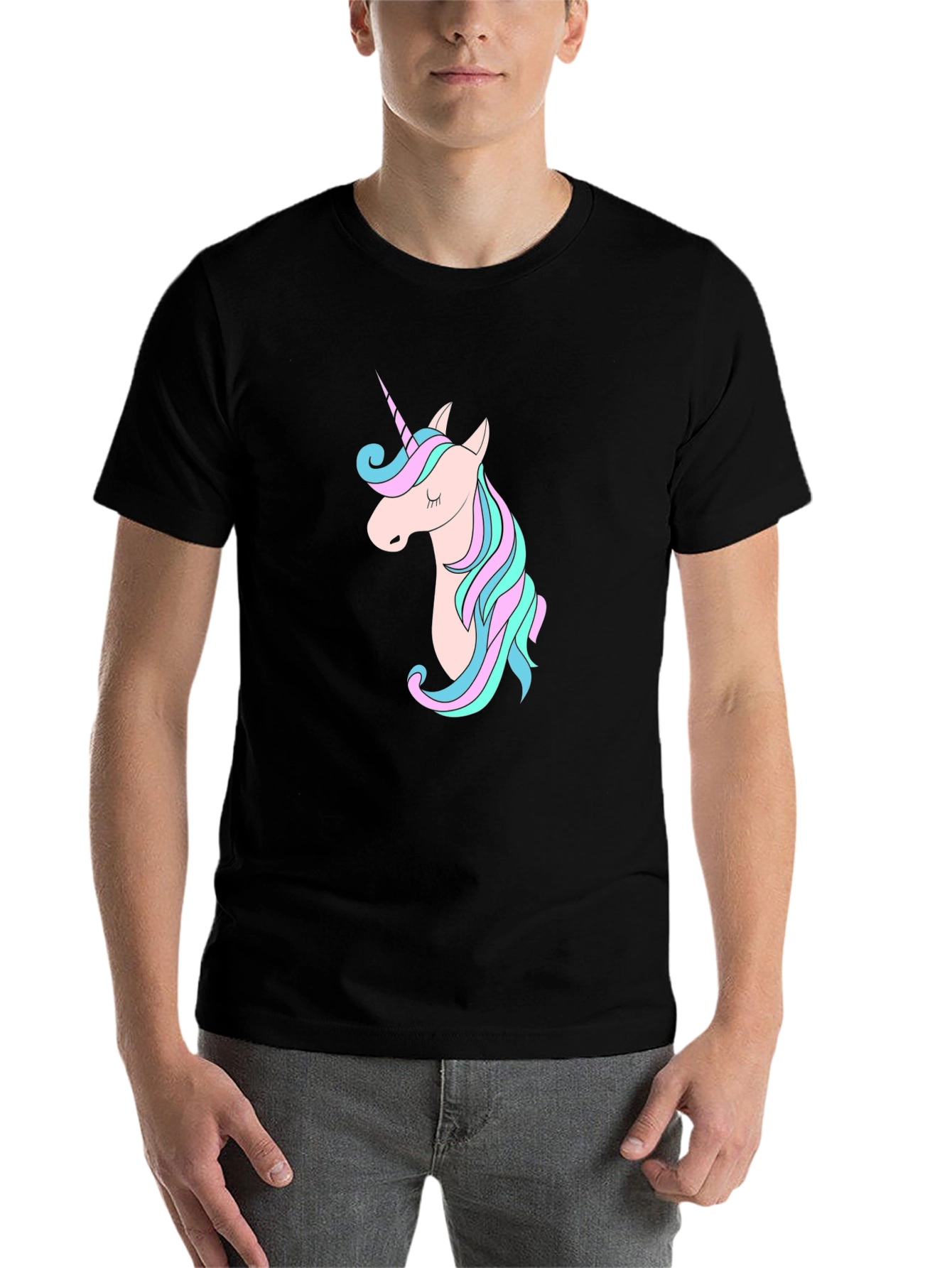 Black Unicorn Graphic Black T-Shirt view 7