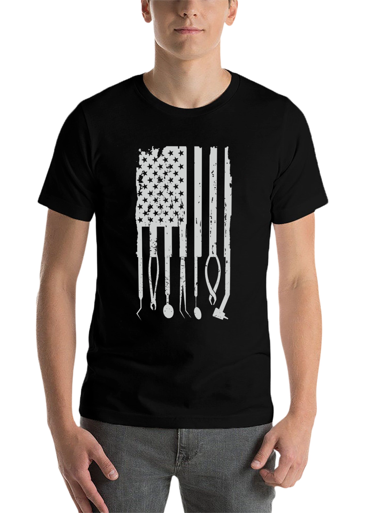 Black Dental American Flag T-Shirt view 7