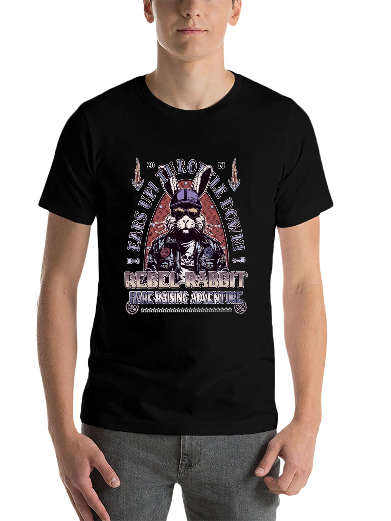 Black Rebel Rabbit T-Shirt: Hare-Raising Adventure Tee view 7