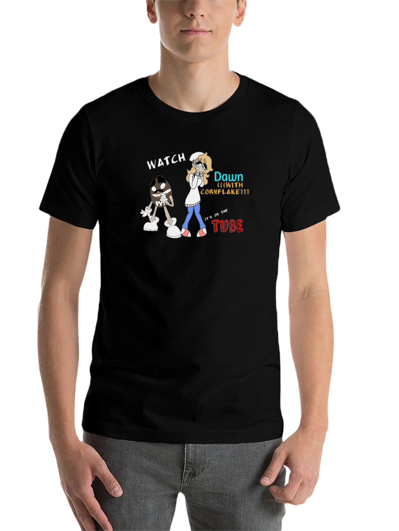 Black Watch Dawn (with Cornflake) T-Shirt - Funny Cartoon Tee view 7