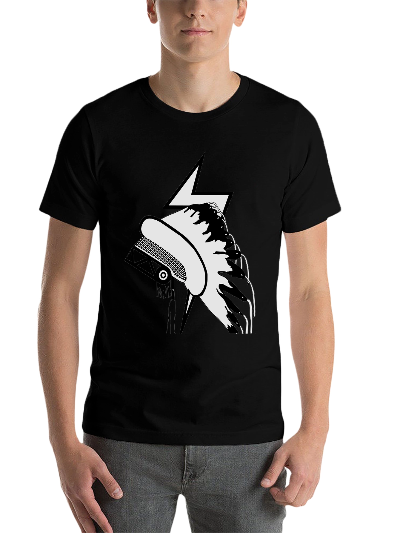 Black Stylish Black T-Shirt with Unique Graphic Design view 7