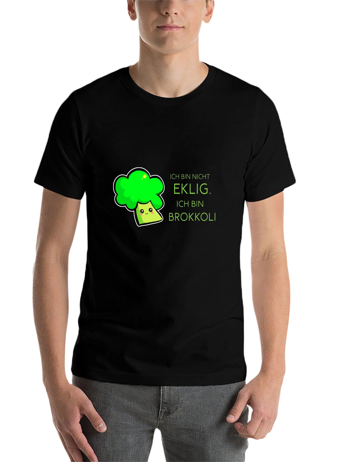 Black Funny Broccoli T-Shirt - "I am not disgusting" view 7