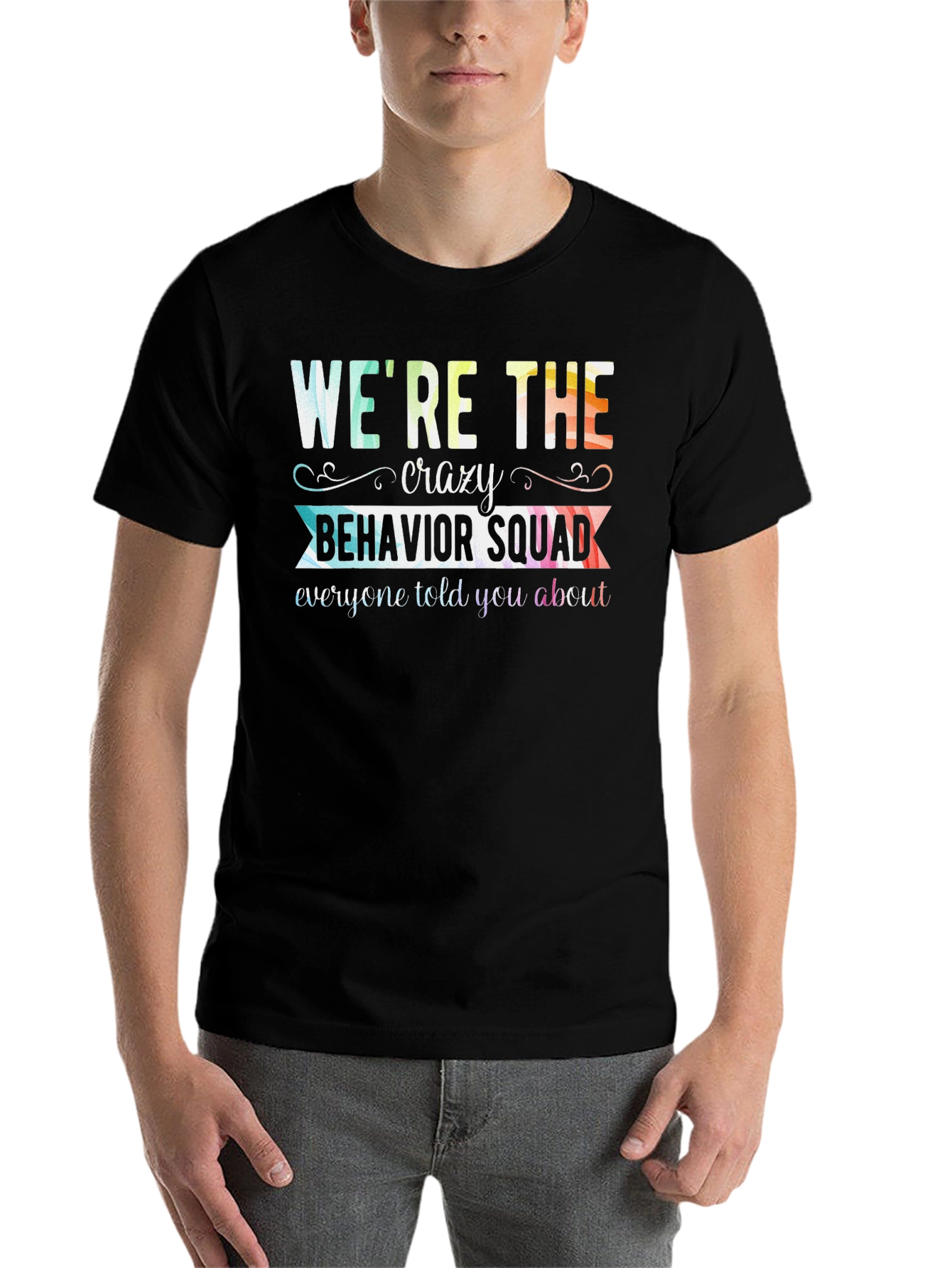 Black Crazy Behavior Squad Graphic T-Shirt view 7