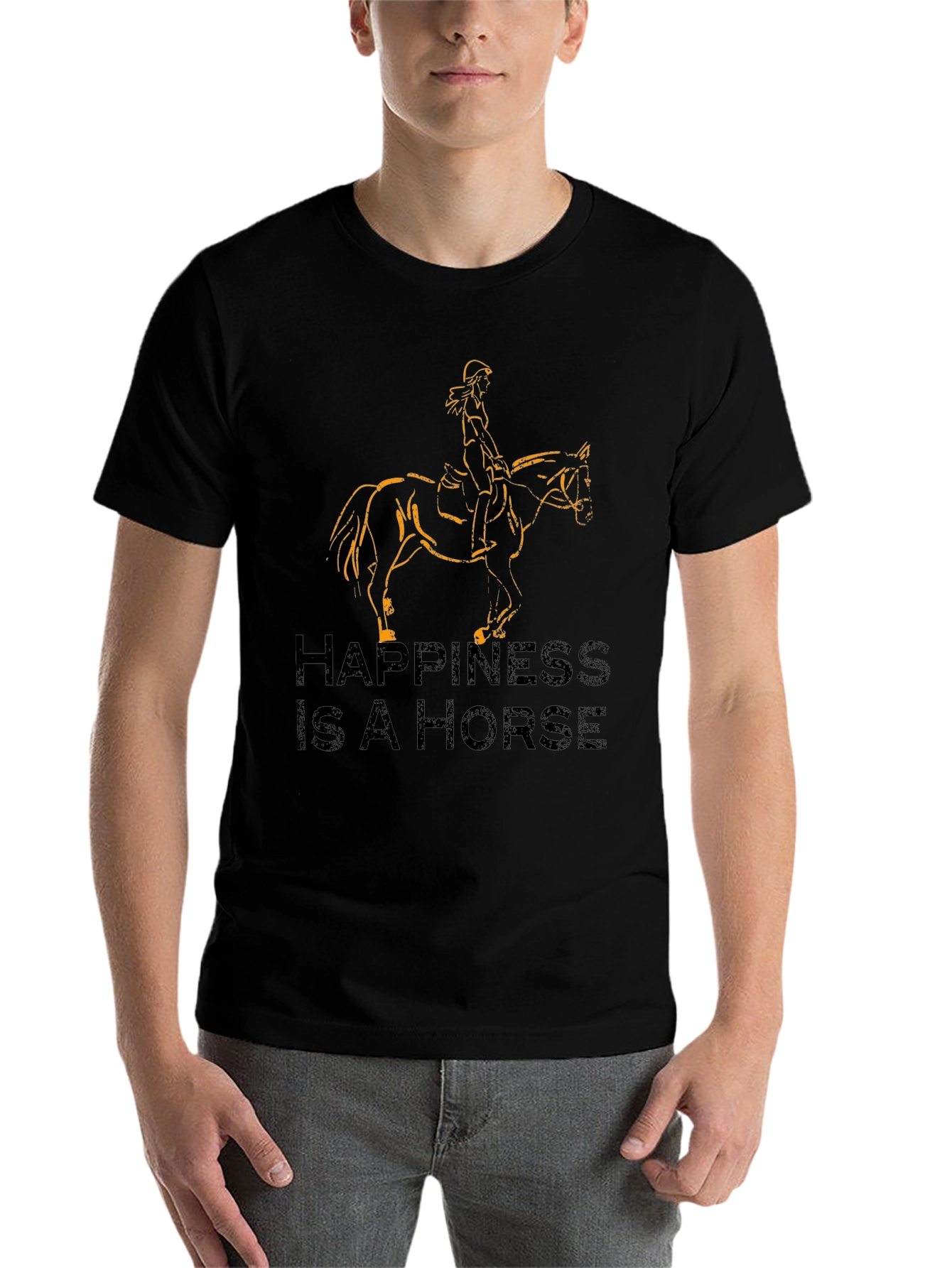 Black Happiness is a Horse Black T-Shirt view 7