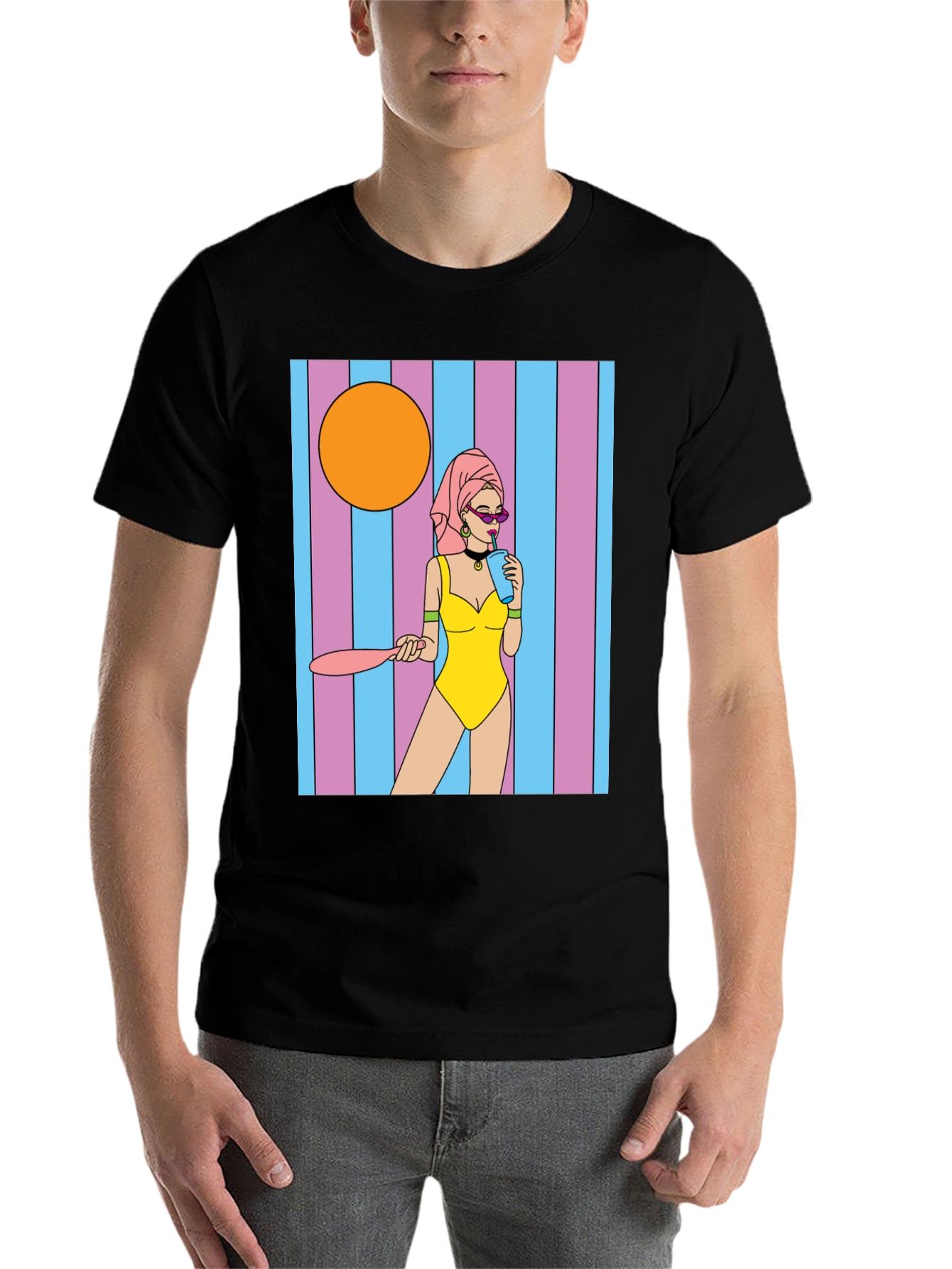 Black Retro Cartoon Graphic Tee view 7