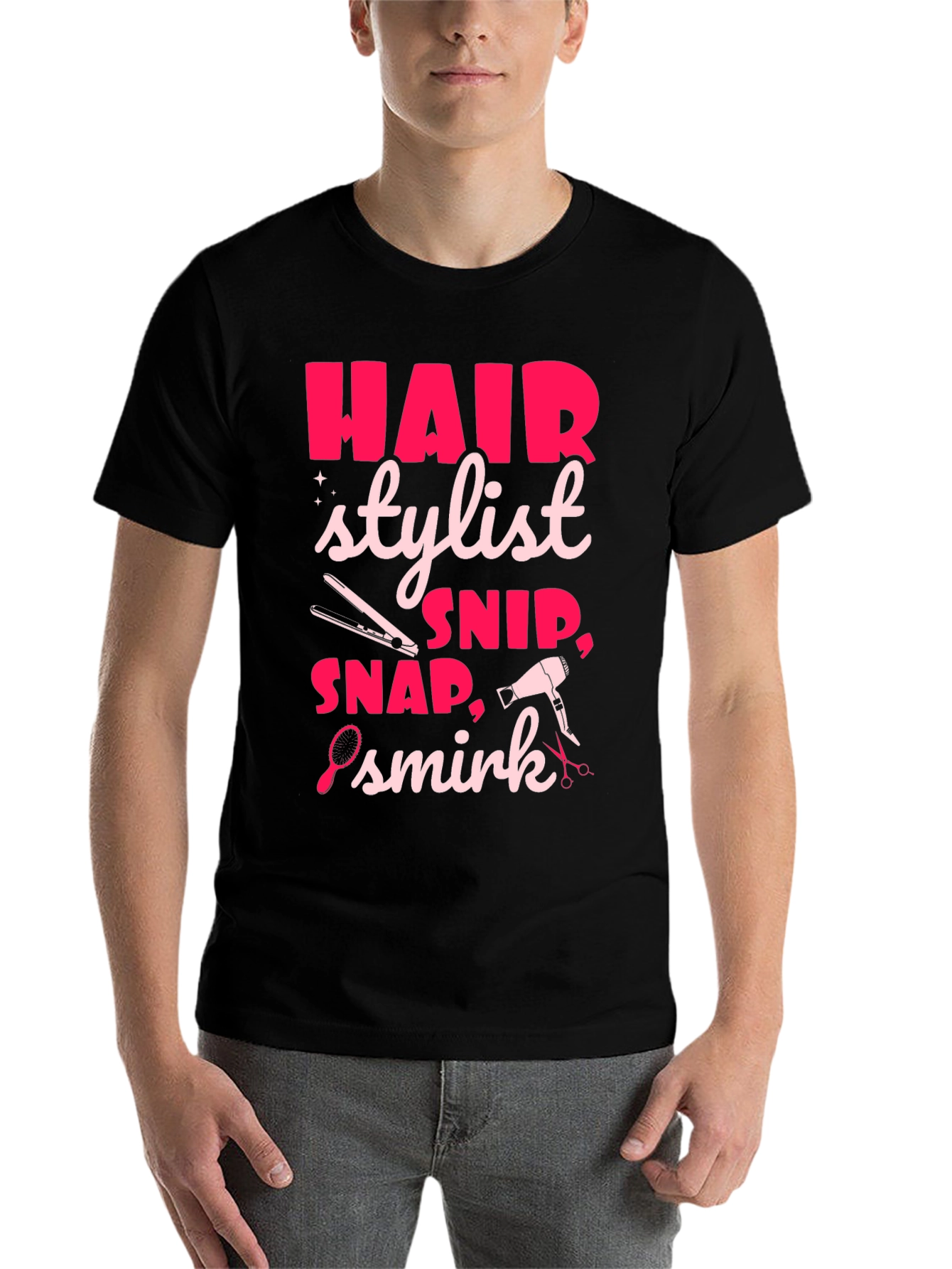 Black Hair Stylist Graphic Tee - Snip, Snap, Smirk! view 7