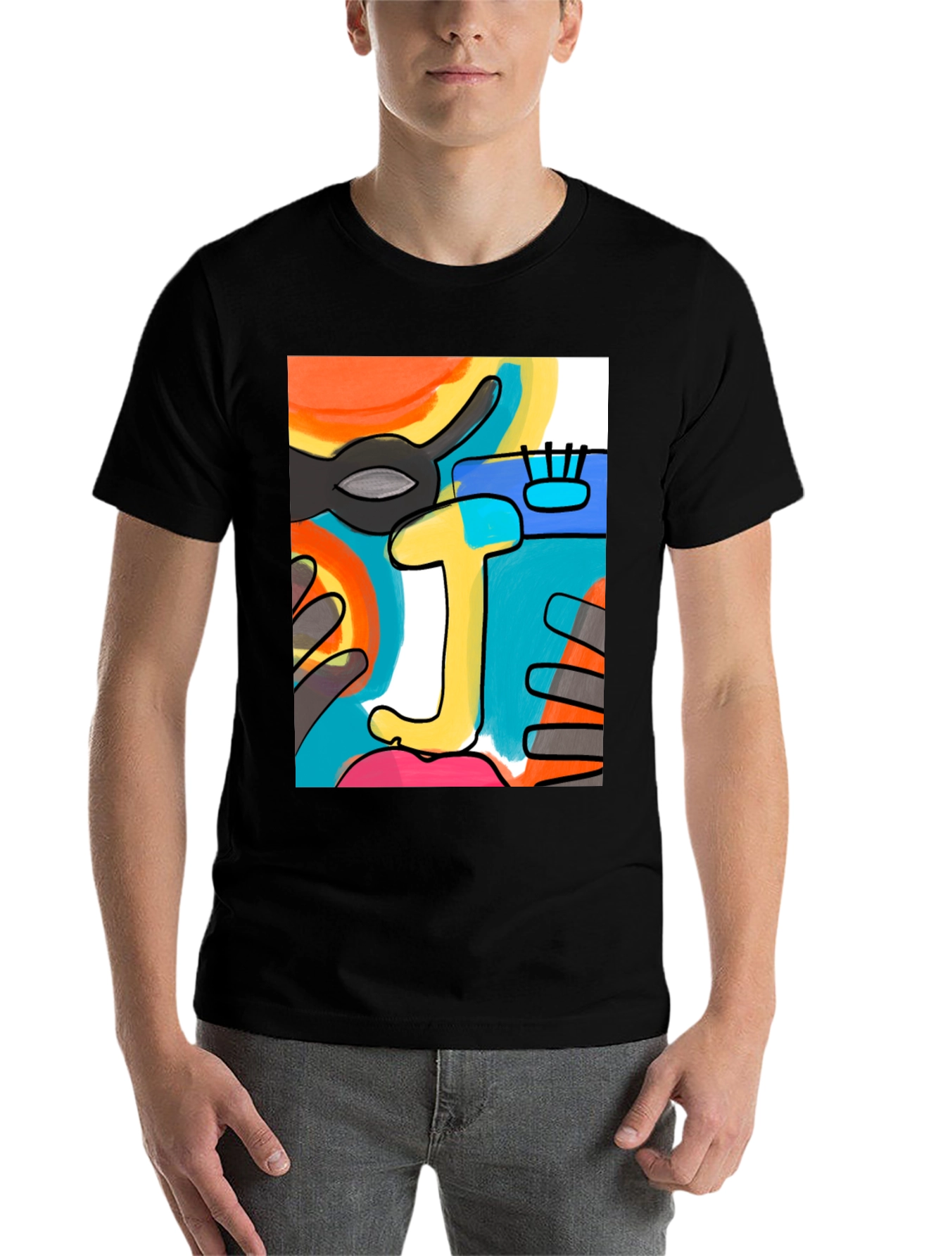 Black Abstract Art Graphic Tee view 7