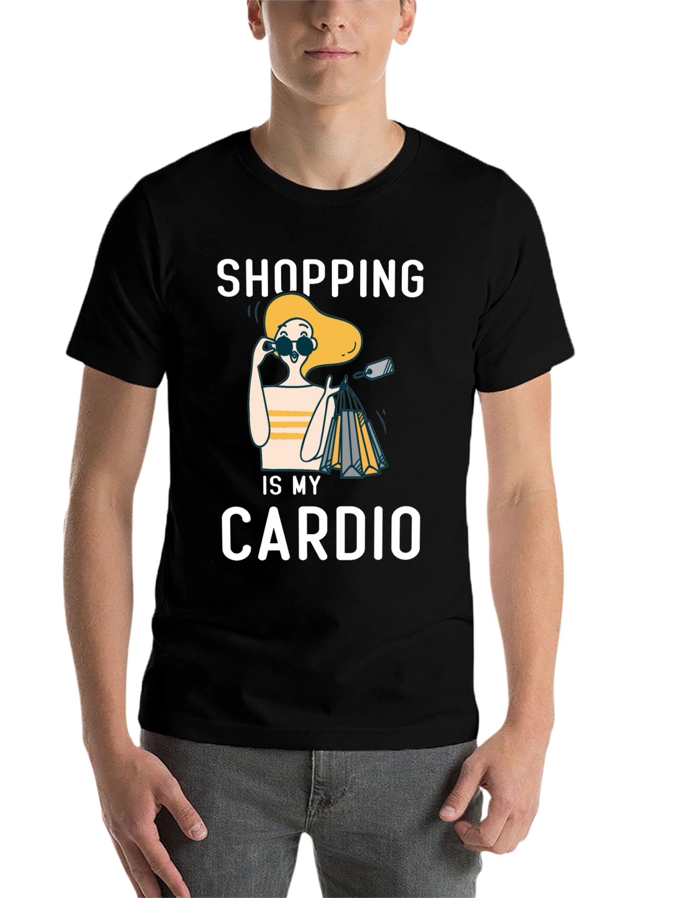 Black Shopping is My Cardio Graphic Tee view 7