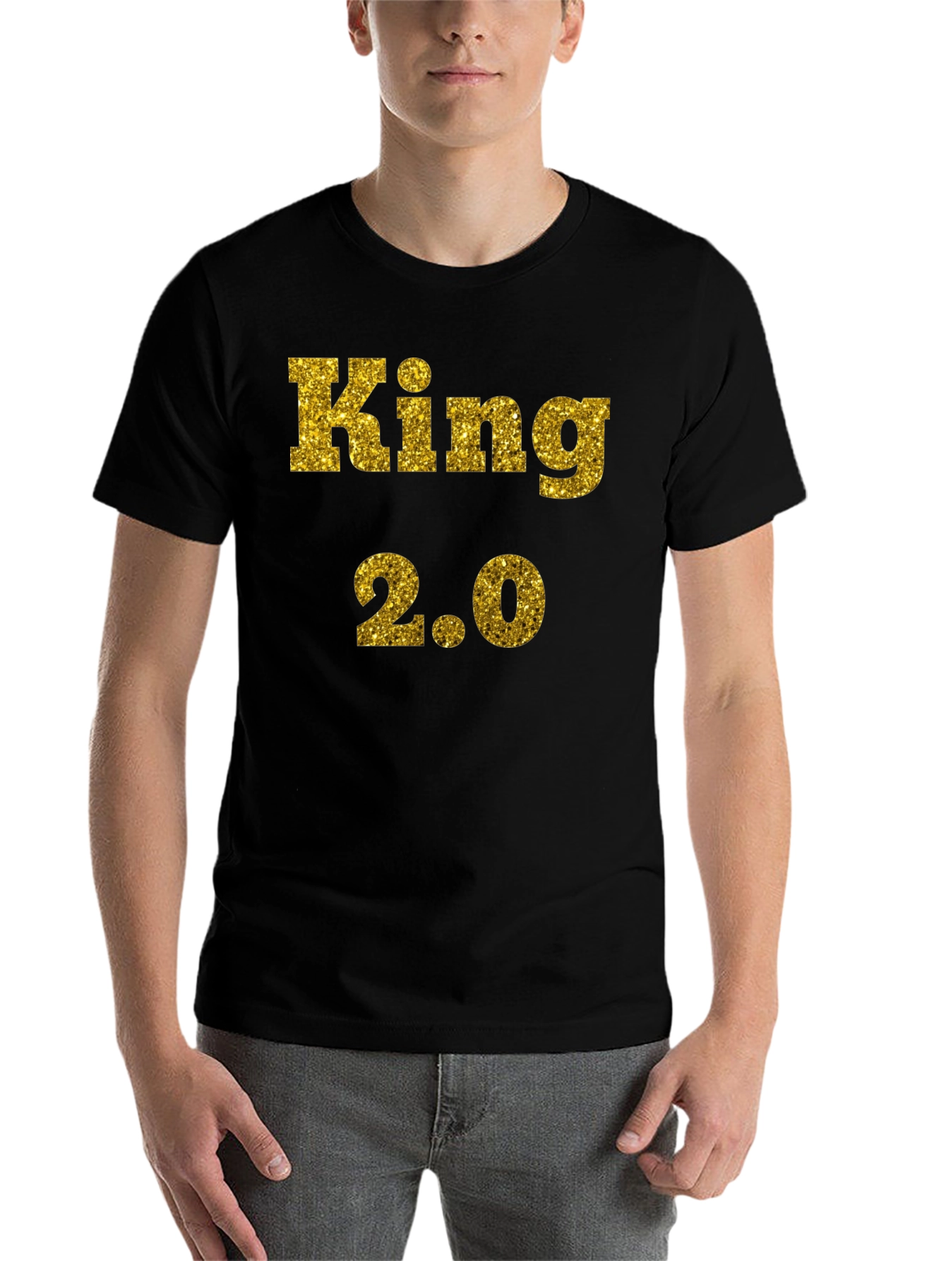 Black King 2.0 Glitter Print T-Shirt - Black view 7