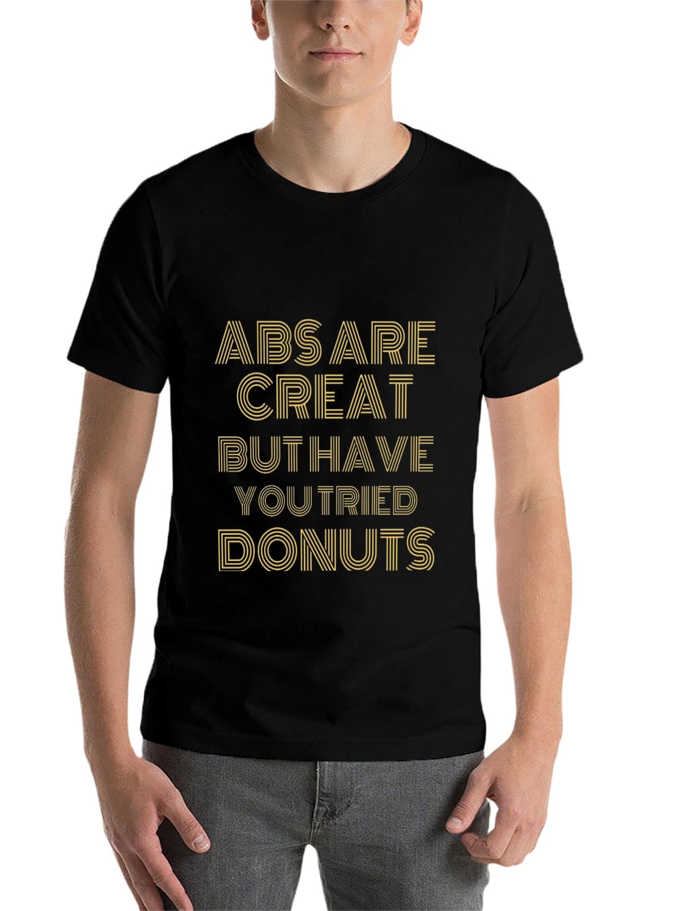 Abs Are Great Donuts Funny Men's Black T-Shirt - 7