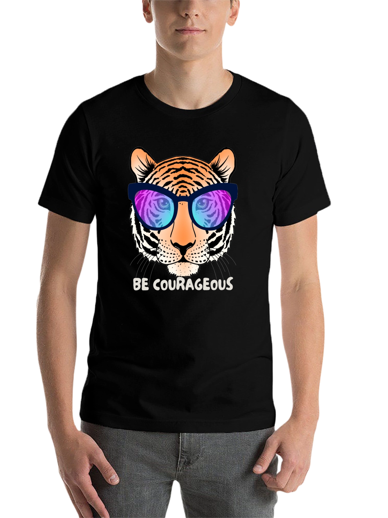 Black Cool Tiger Graphic Tee - Be Courageous! view 7