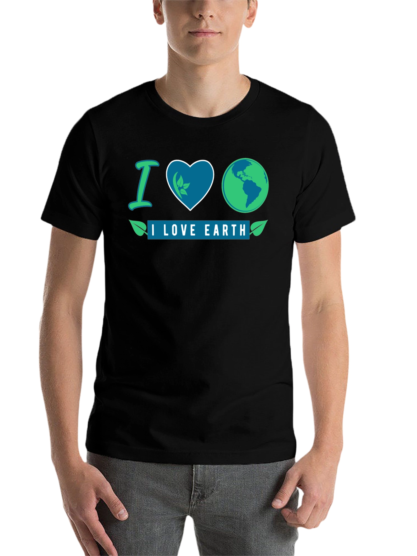 Black I Love Earth Black Graphic T-Shirt view 7